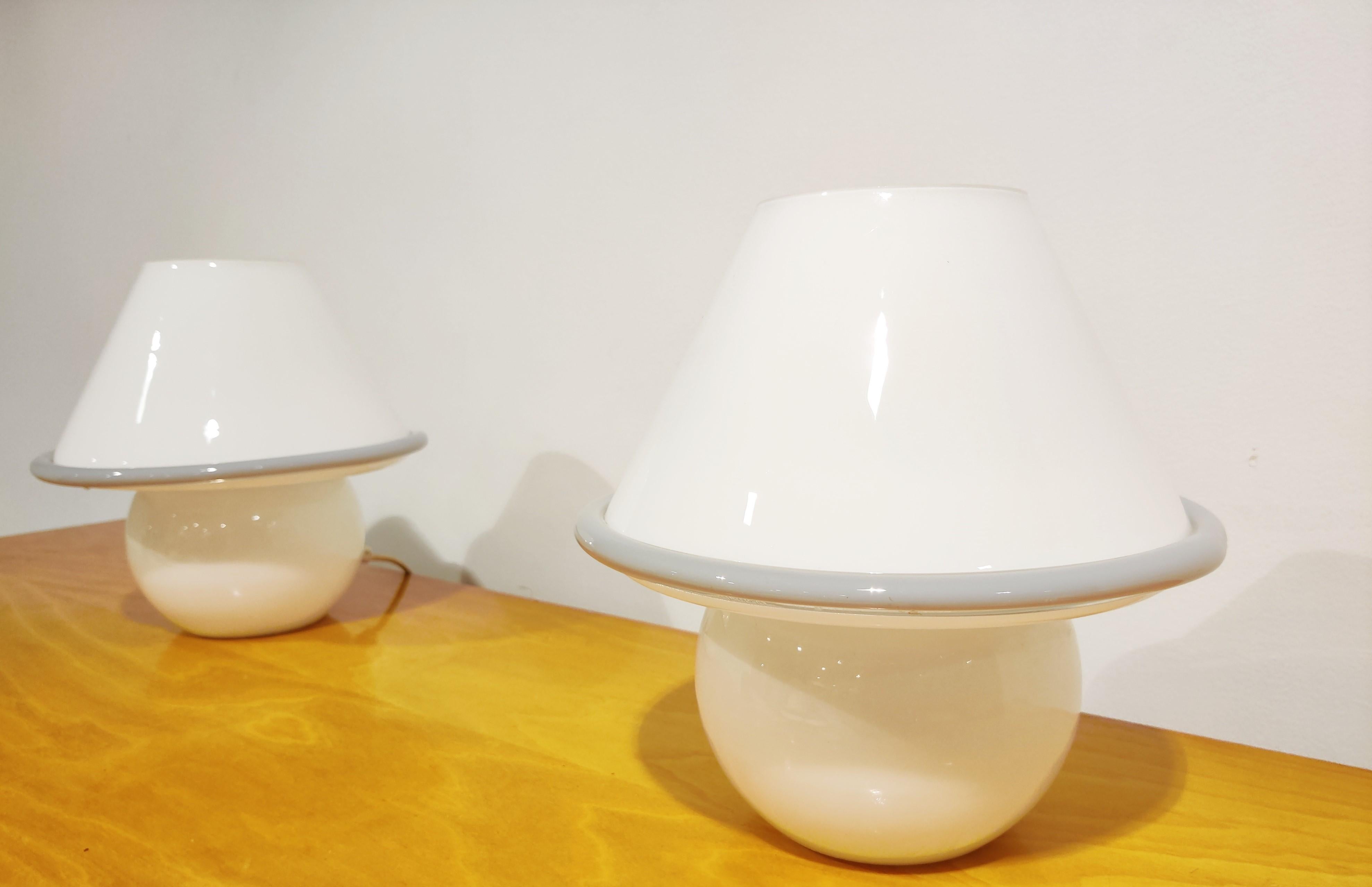 Murano Glass Pair of Vetri Murano Mushroom Lamps, 1970s