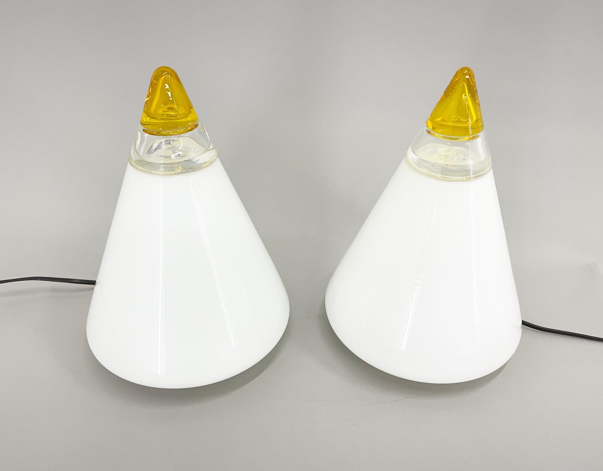 Pair of Vetri Murano Table Lamps by Giusto Toso, 1970's In Good Condition For Sale In Praha, CZ