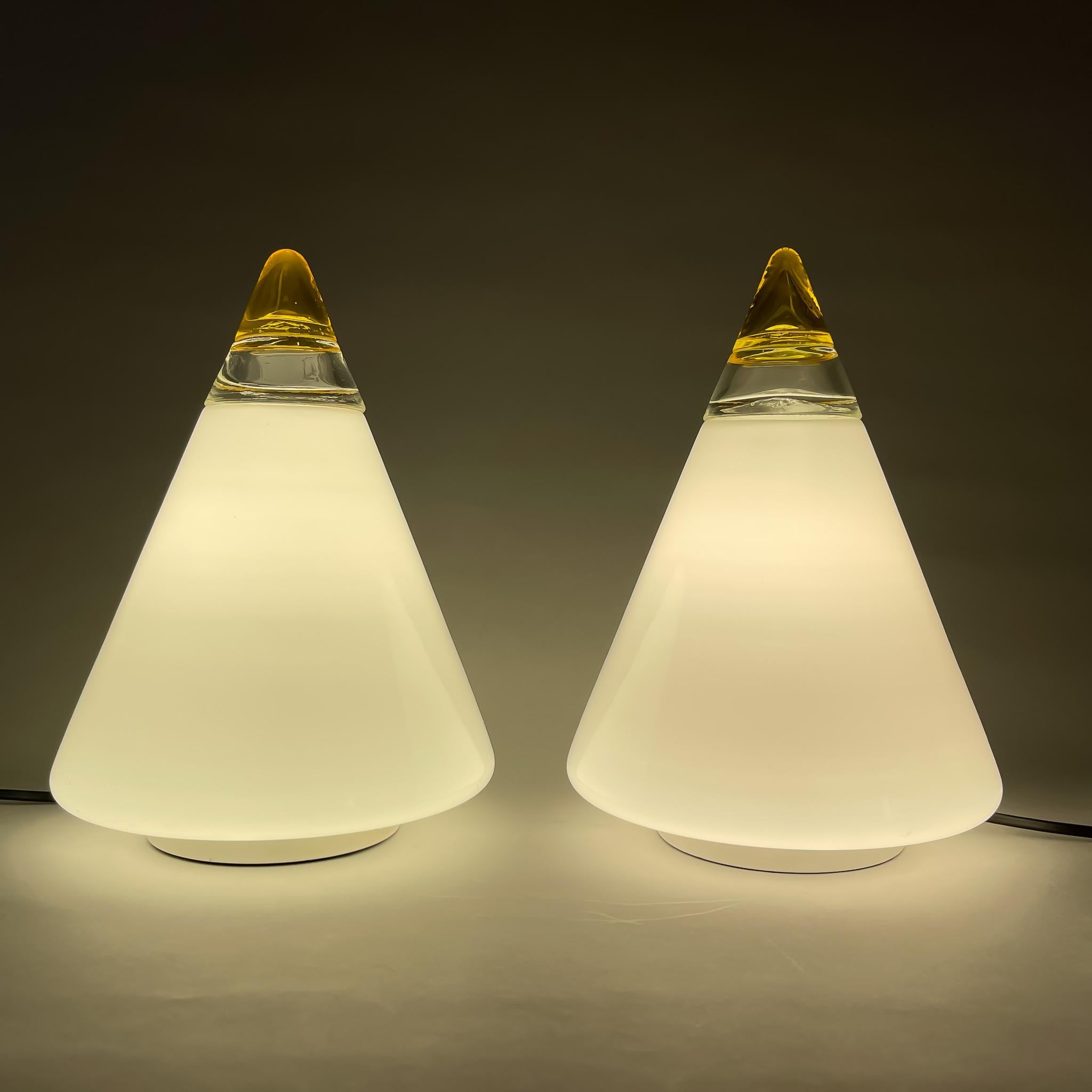 Murano Glass Pair of Vetri Murano Table Lamps by Giusto Toso, 1970's For Sale