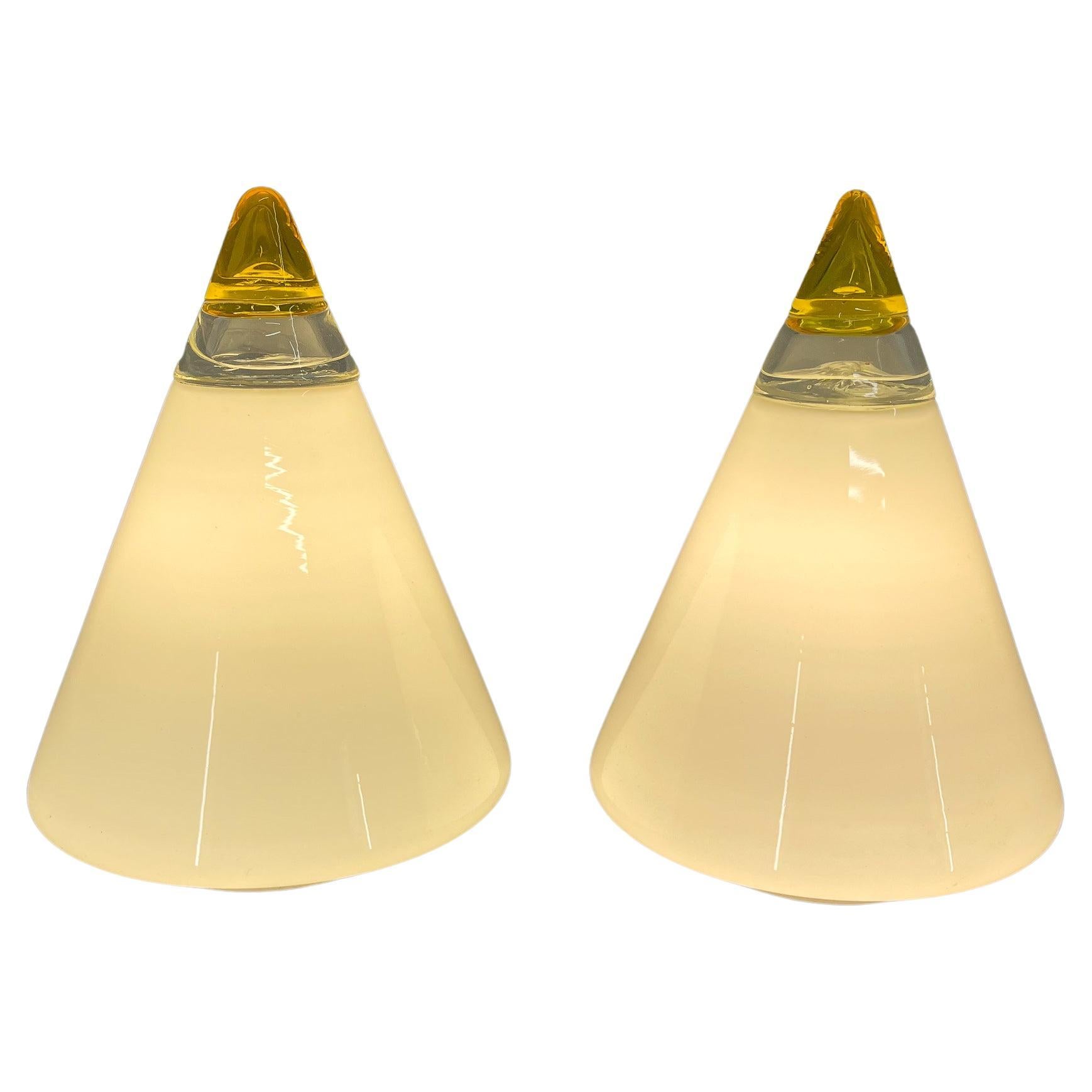 Pair of Vetri Murano Table Lamps by Giusto Toso, 1970's For Sale