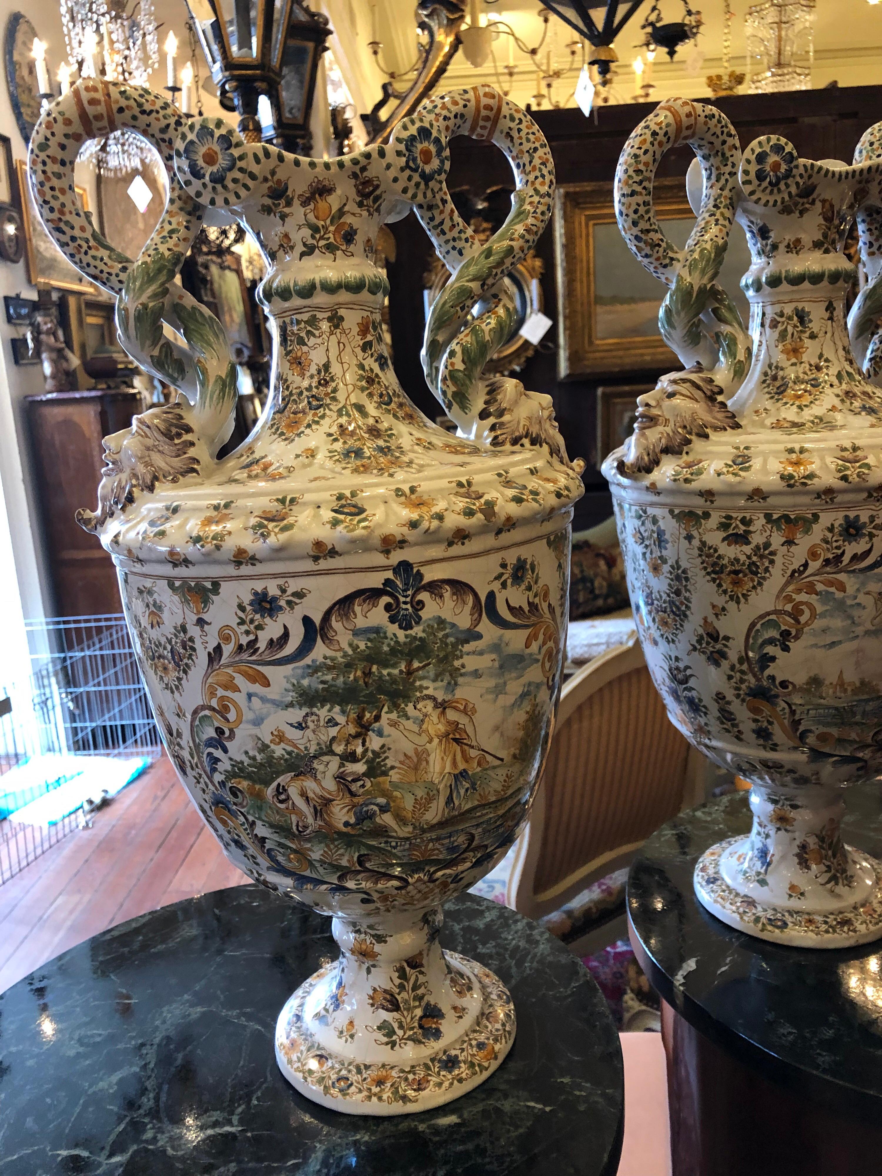 French Pair of Veuve Perrin Vases