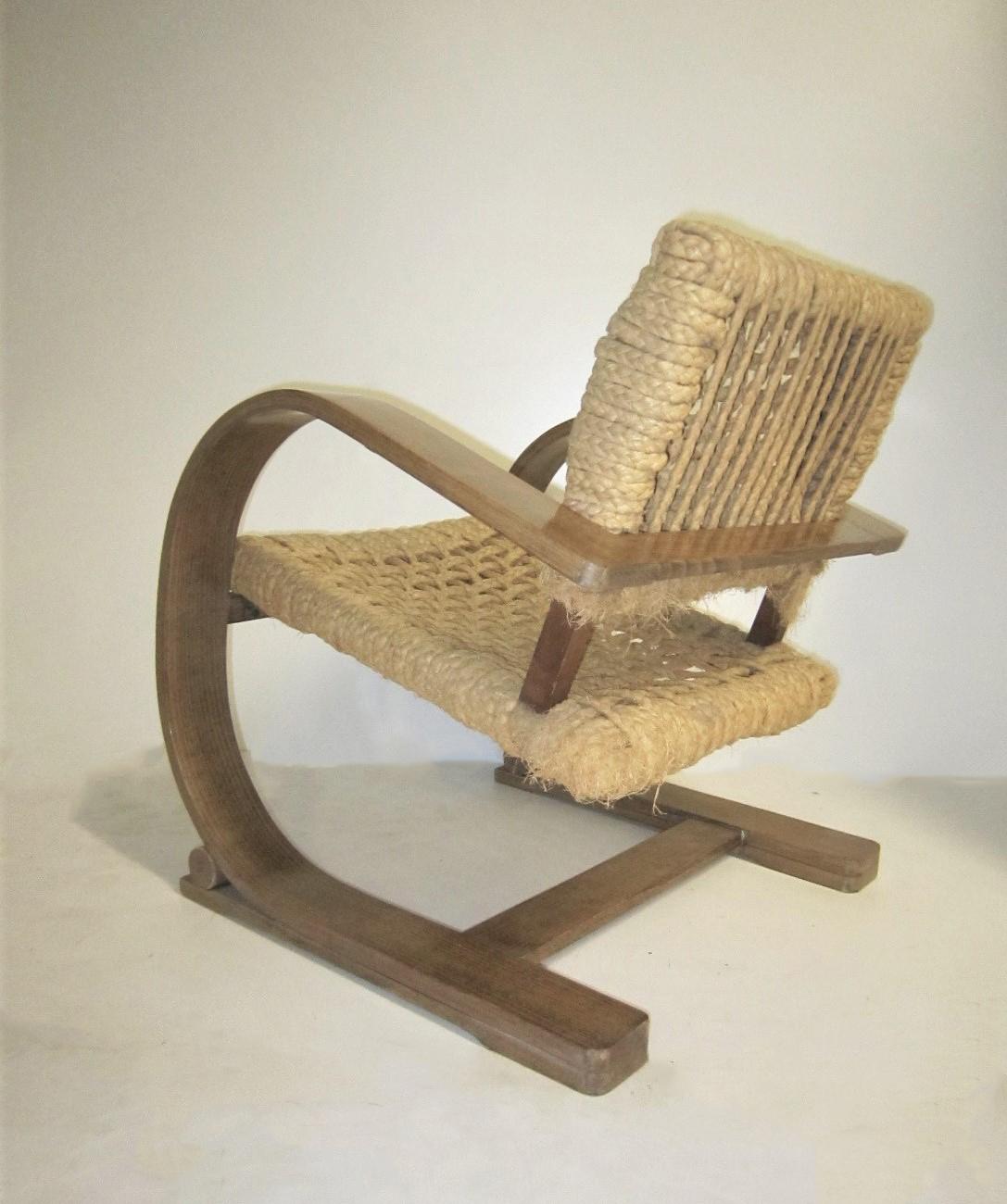 Ikonisches Paar Vibo Vesoul Freischwinger-Stühle von Adrien Audoux & Frida Minet (Seil) im Angebot