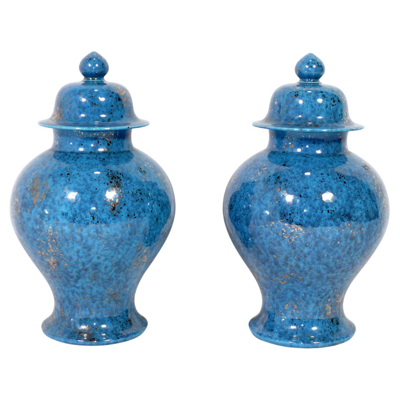 Pair of Vibrant Blue Christian Dior Ceramic Ginger Jars