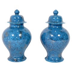 Pair of Vibrant Blue Christian Dior Ceramic Ginger Jars