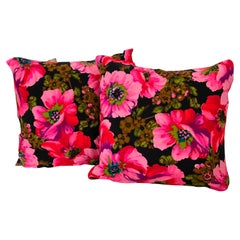 Pair of Vibrant Pink Roses Pillows with Feather Down