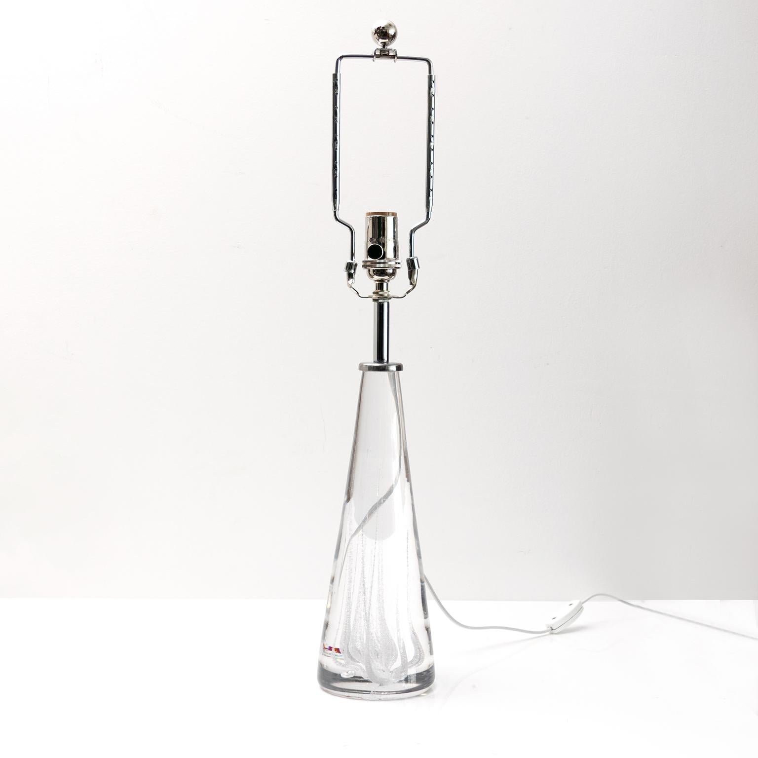 Pair of Vicke Lindstrand for Kosta Solid Crystal Lamps Scandinavian Modern In Good Condition For Sale In New York, NY