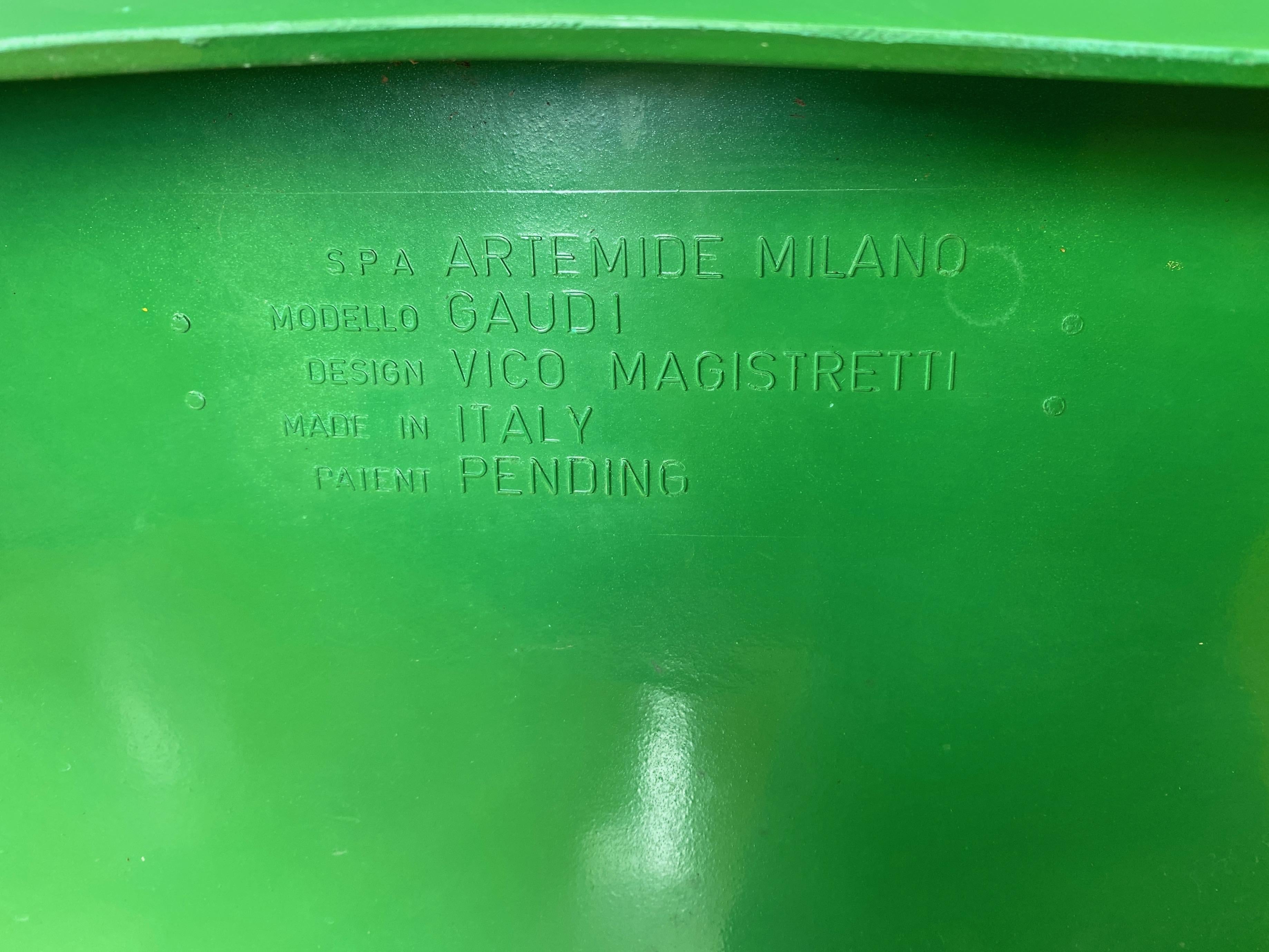 Pair of Vico Magistretti for Artemide Green Gaudi Armchairs, Early 1970s 8