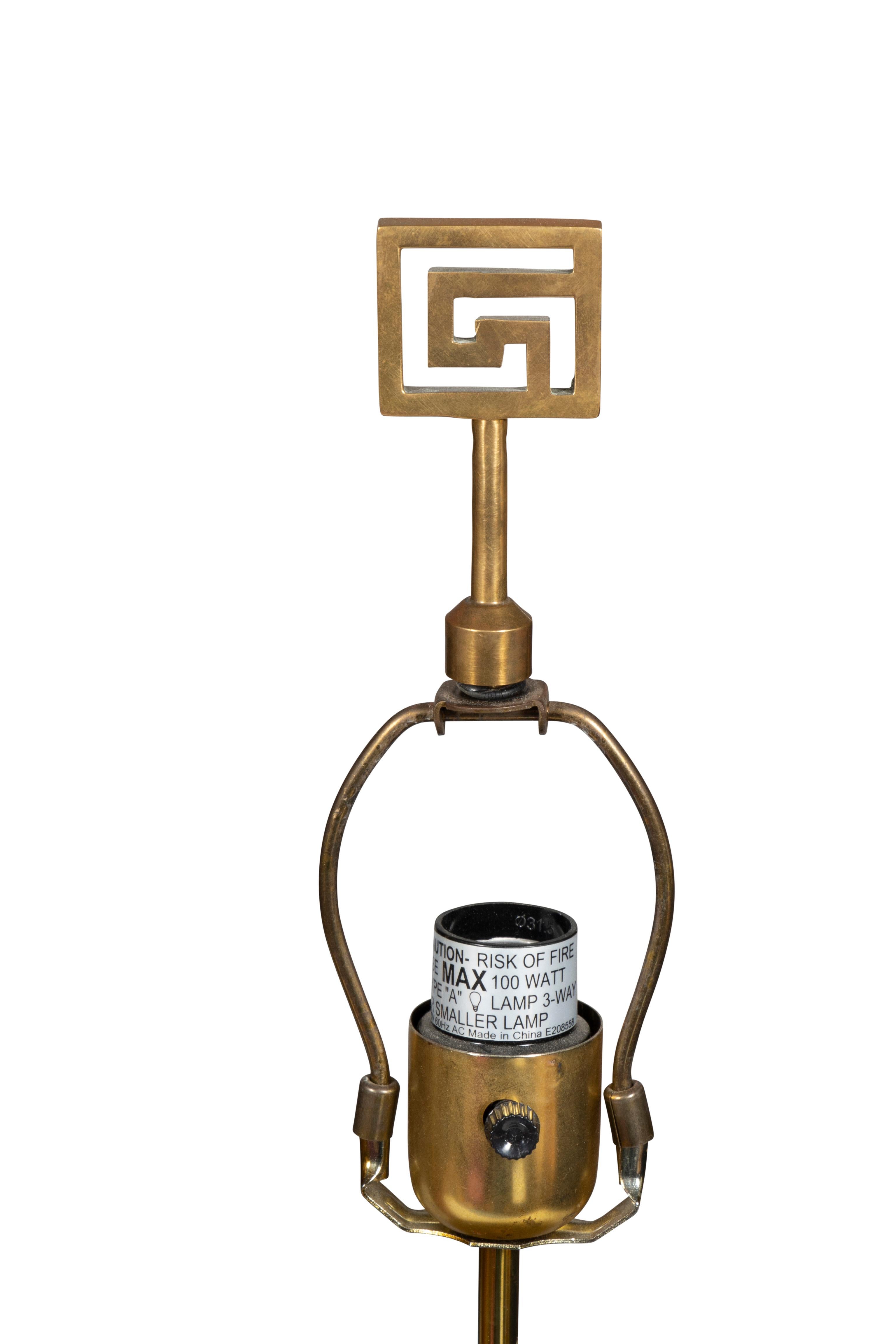 American Pair of Victoria Hagan Walnut and Brass Gear Table Lamps