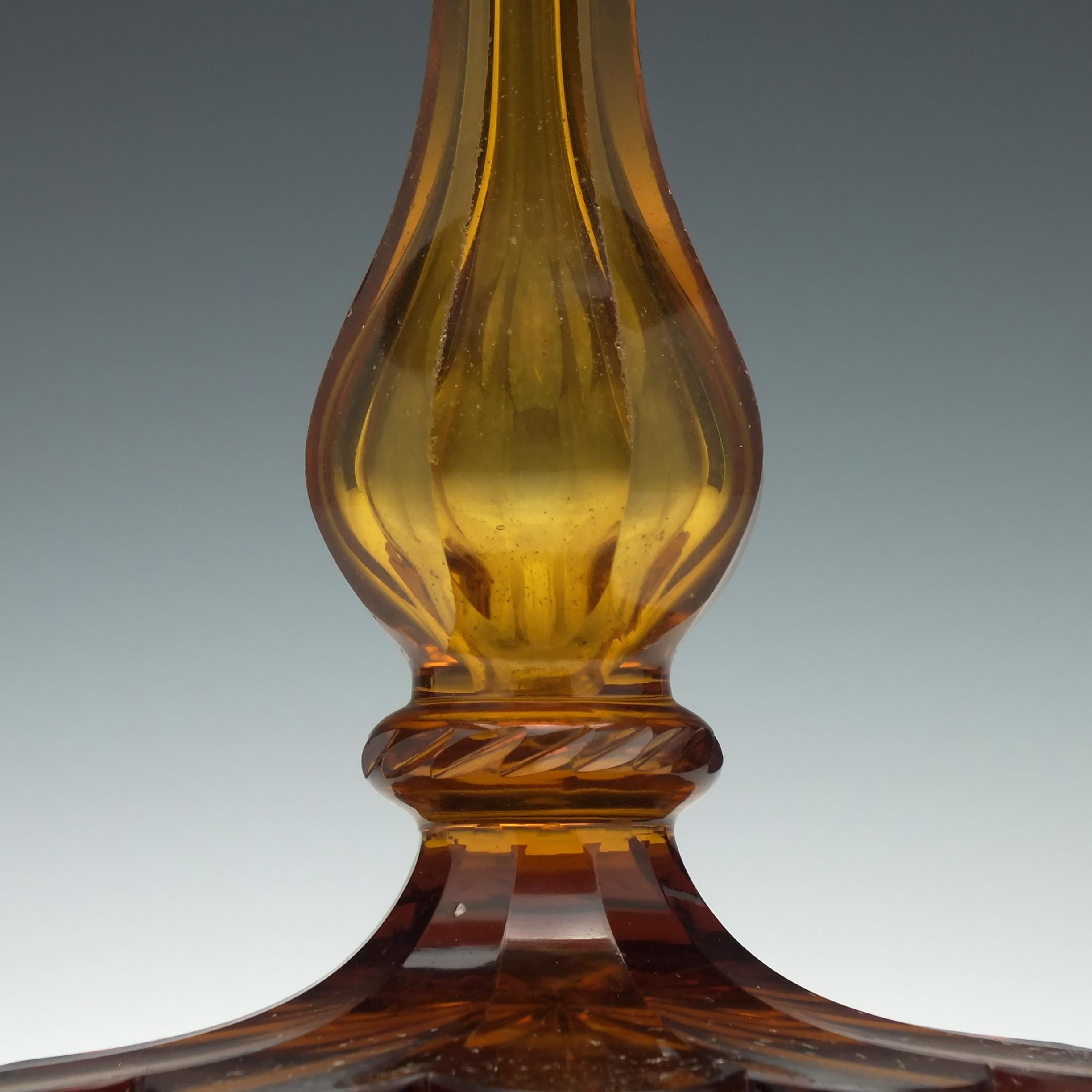 Pair of Victorian Amber Glass Lustres, circa 1850 3