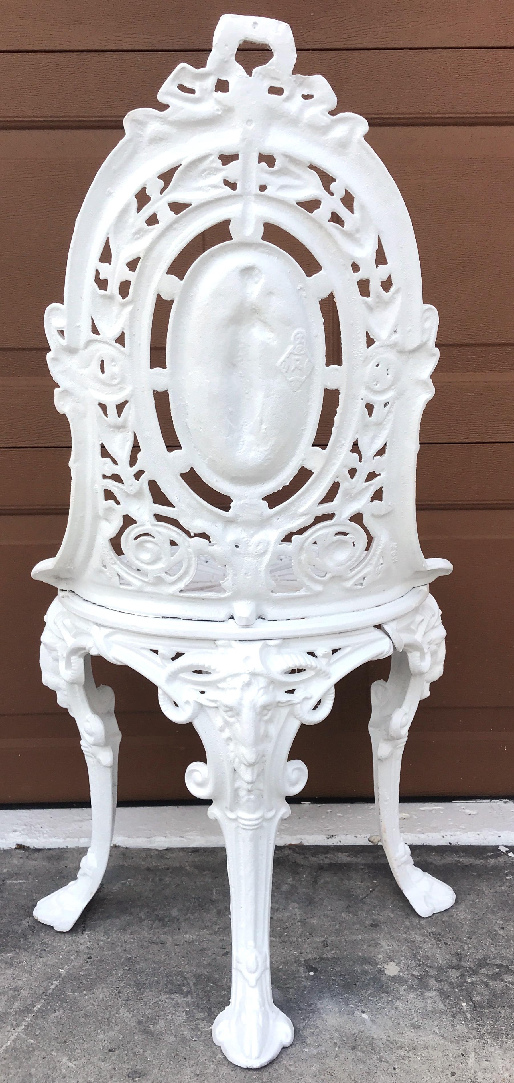 Pair Of Victorian Angel Motif Wrought Iron Garden Chairs Restored For Sale At 1stdibs
