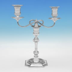 Pair of Victorian antique sterling silver candelabra made by Elkington in 1893