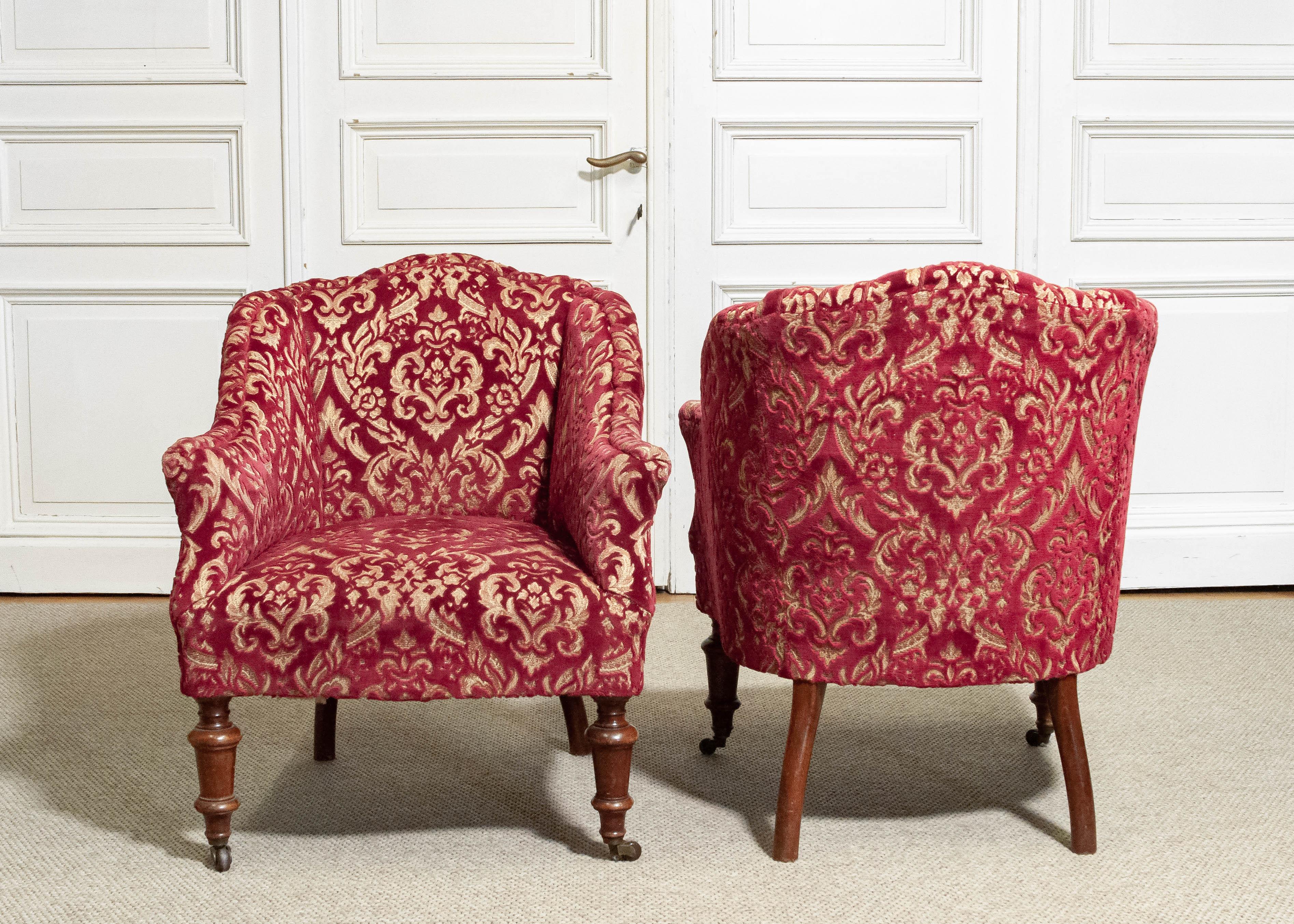 British Pair of Victorian Armchairs, England, circa 1850s