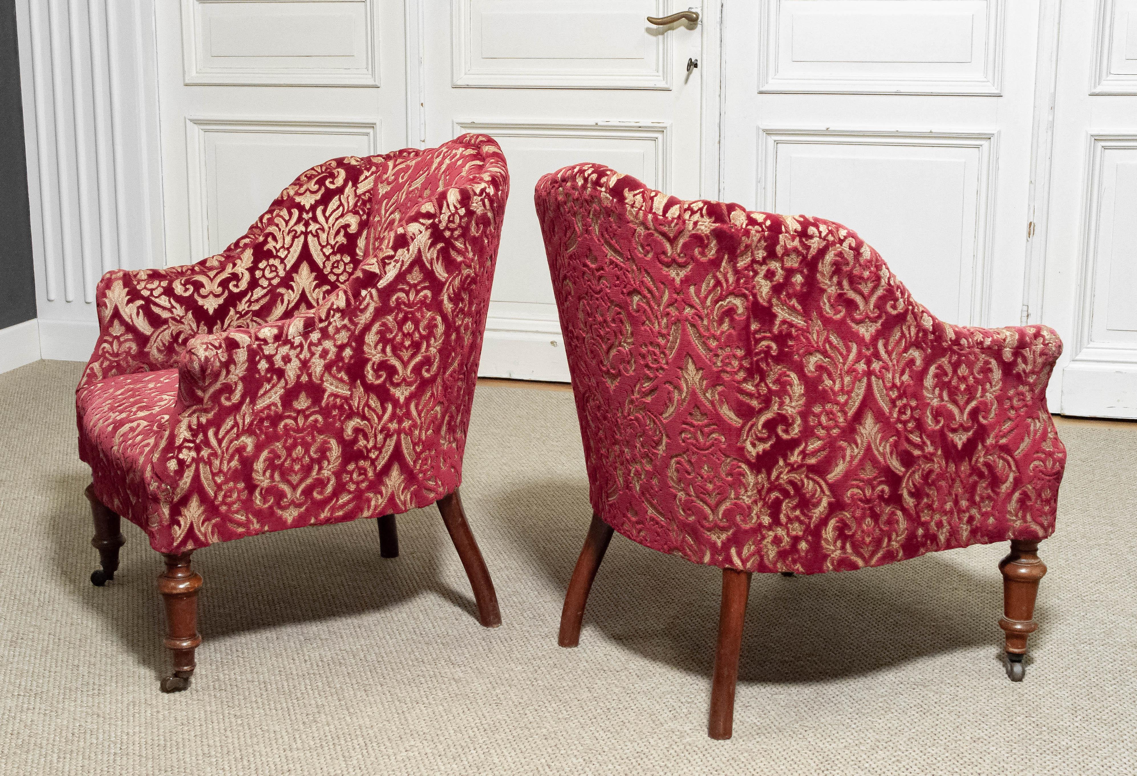Mid-19th Century Pair of Victorian Armchairs, England, circa 1850s