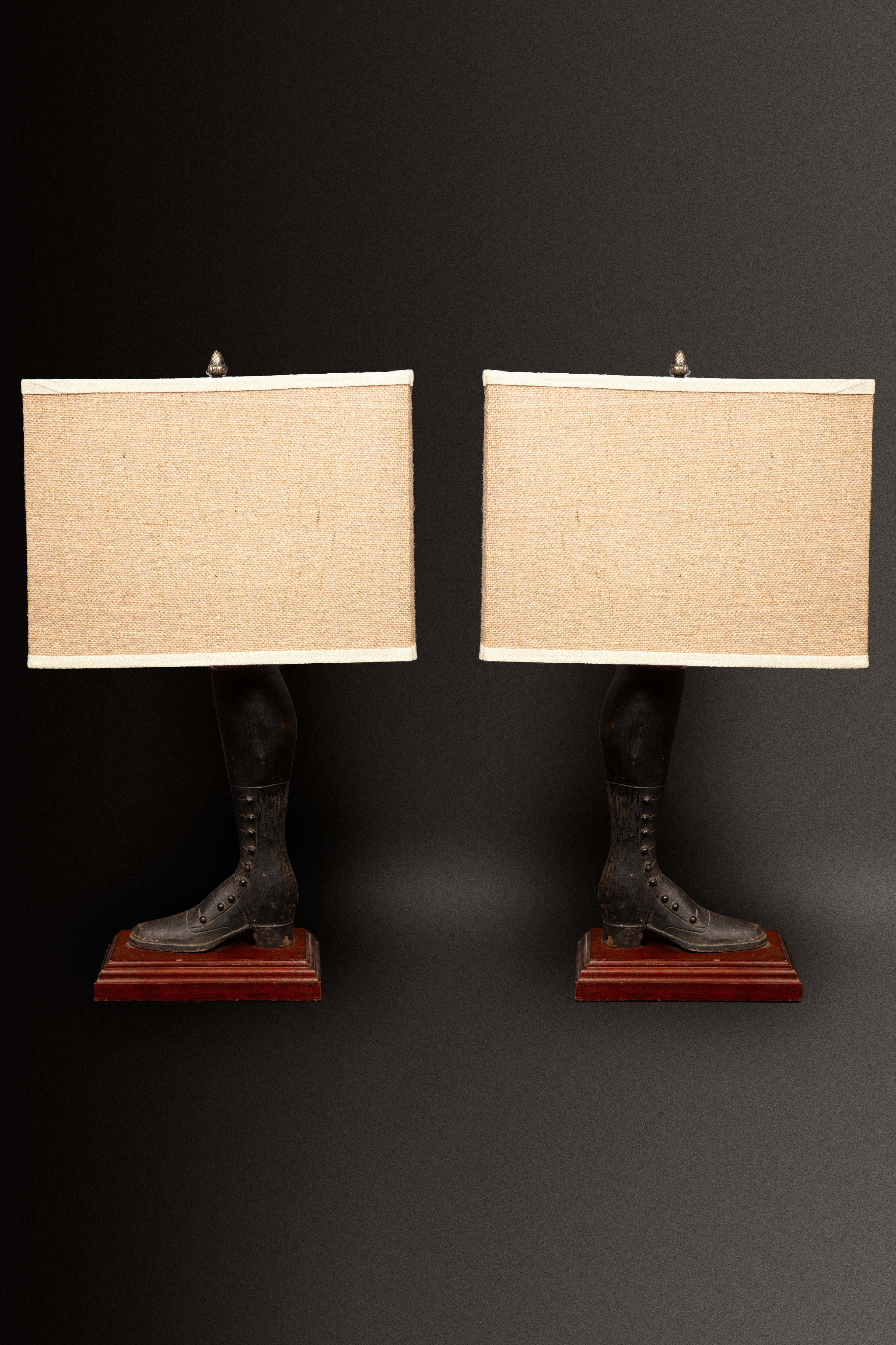 Pair Of Victorian Boot Lamps In Excellent Condition In New York, NY