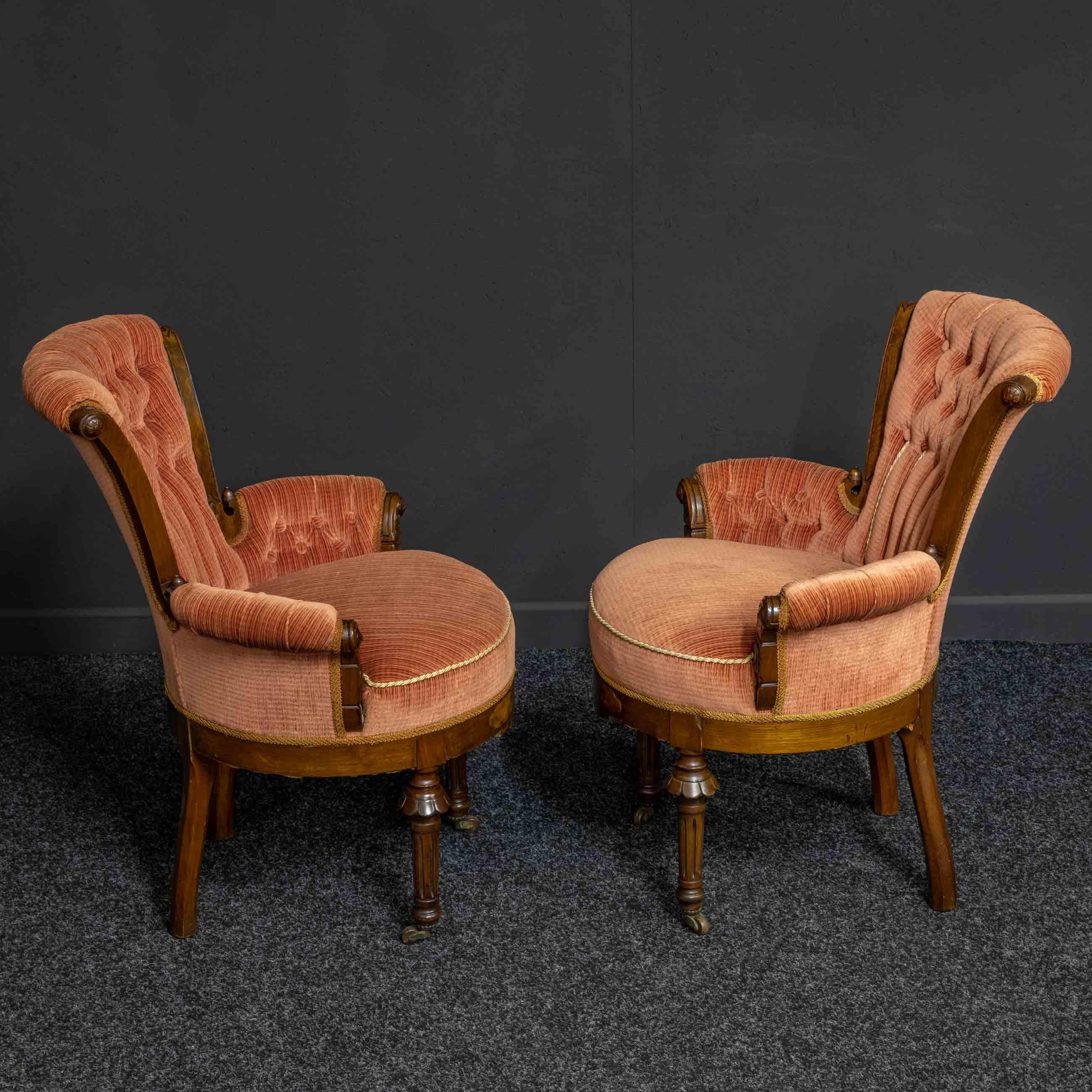 Pair of Victorian Boudoir Chairs 4