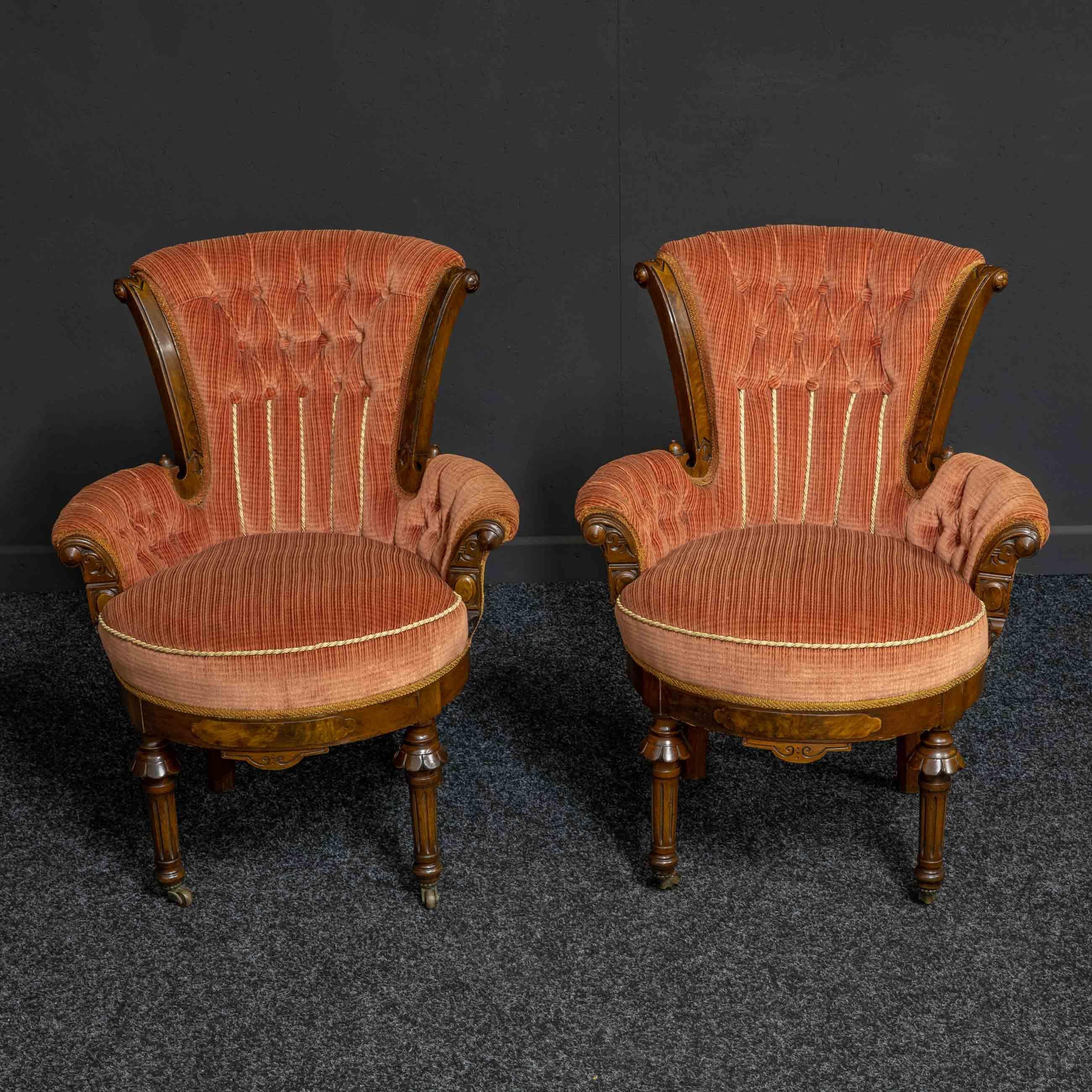 British Pair of Victorian Boudoir Chairs