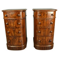 Antique Pair of Victorian Bow Front Mahogany Bedside Chests of Drawers Nite Stands