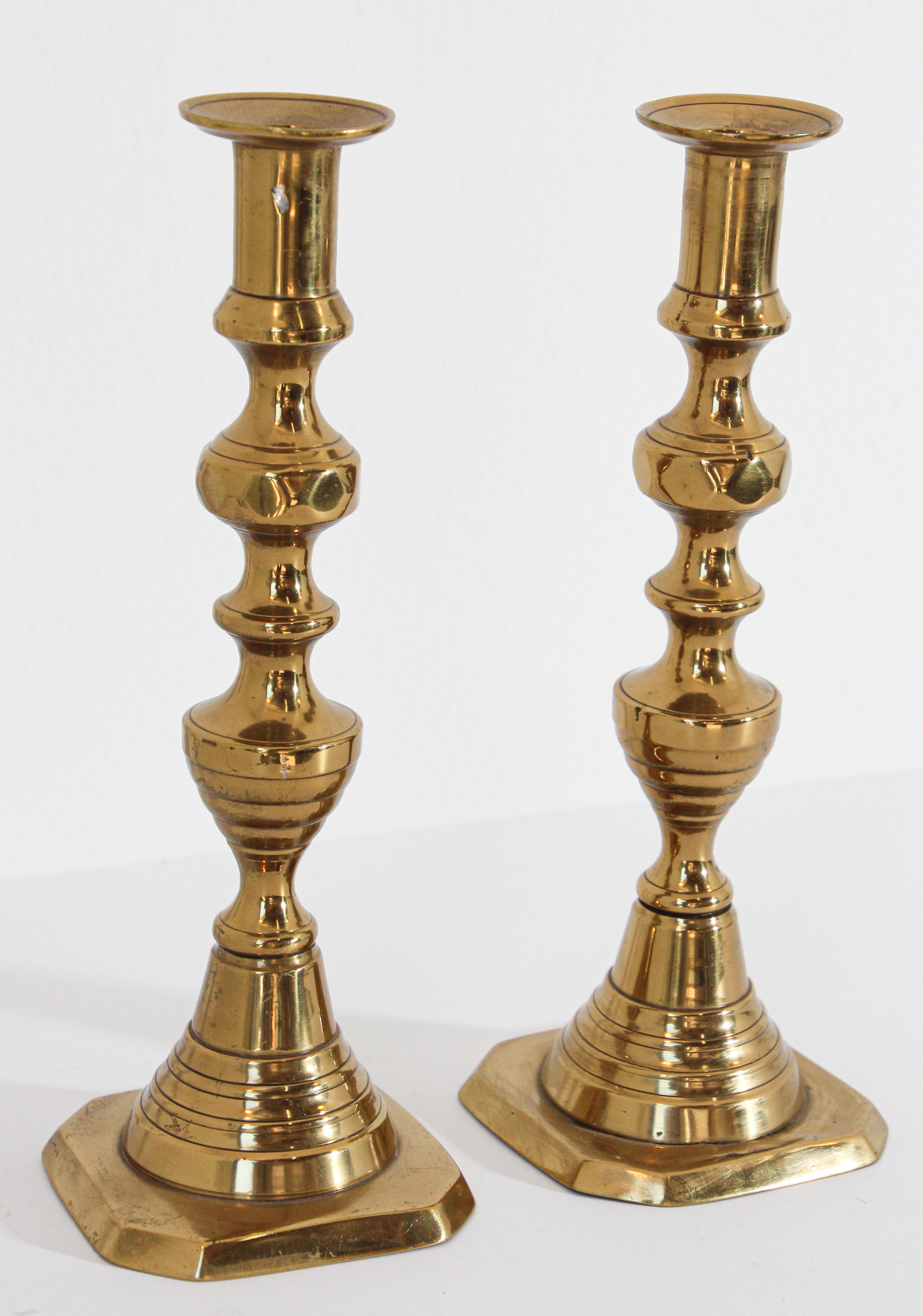 heavy brass candlesticks