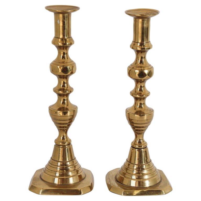 Pair of Victorian Brass Candlesticks For Sale at 1stDibs