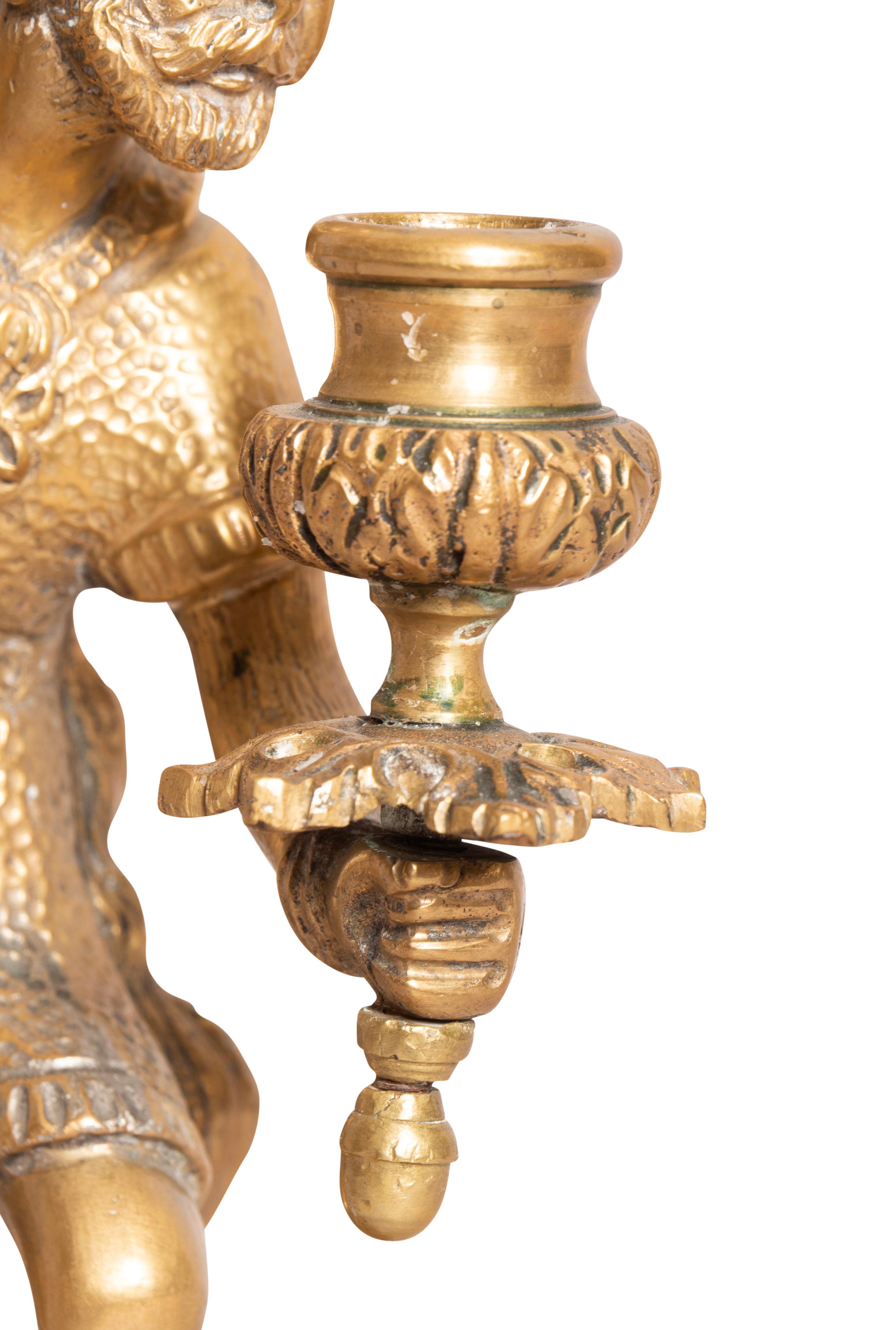Pair Of Victorian Brass Figural Candlesticks For Sale 3