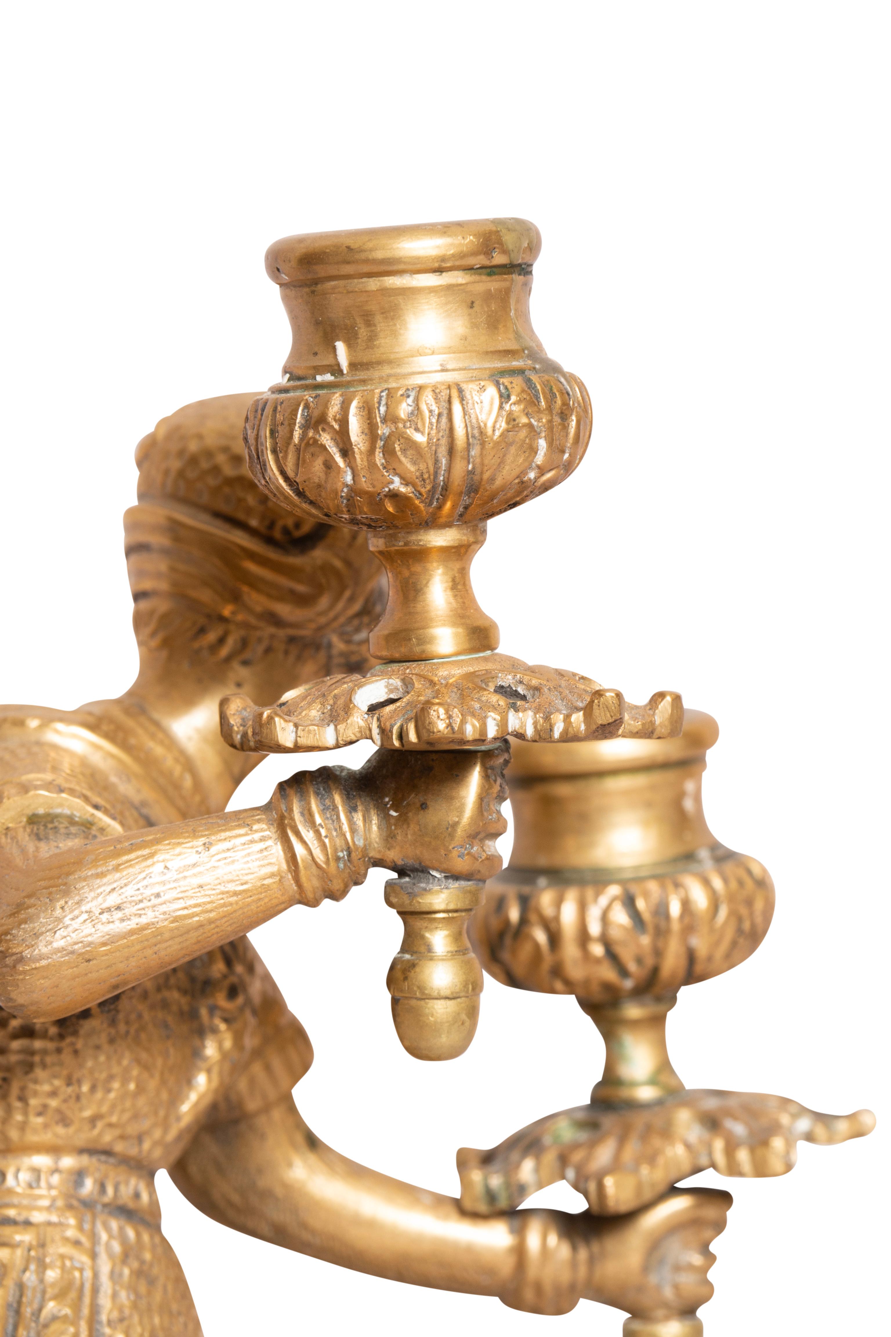 Pair Of Victorian Brass Figural Candlesticks For Sale 4