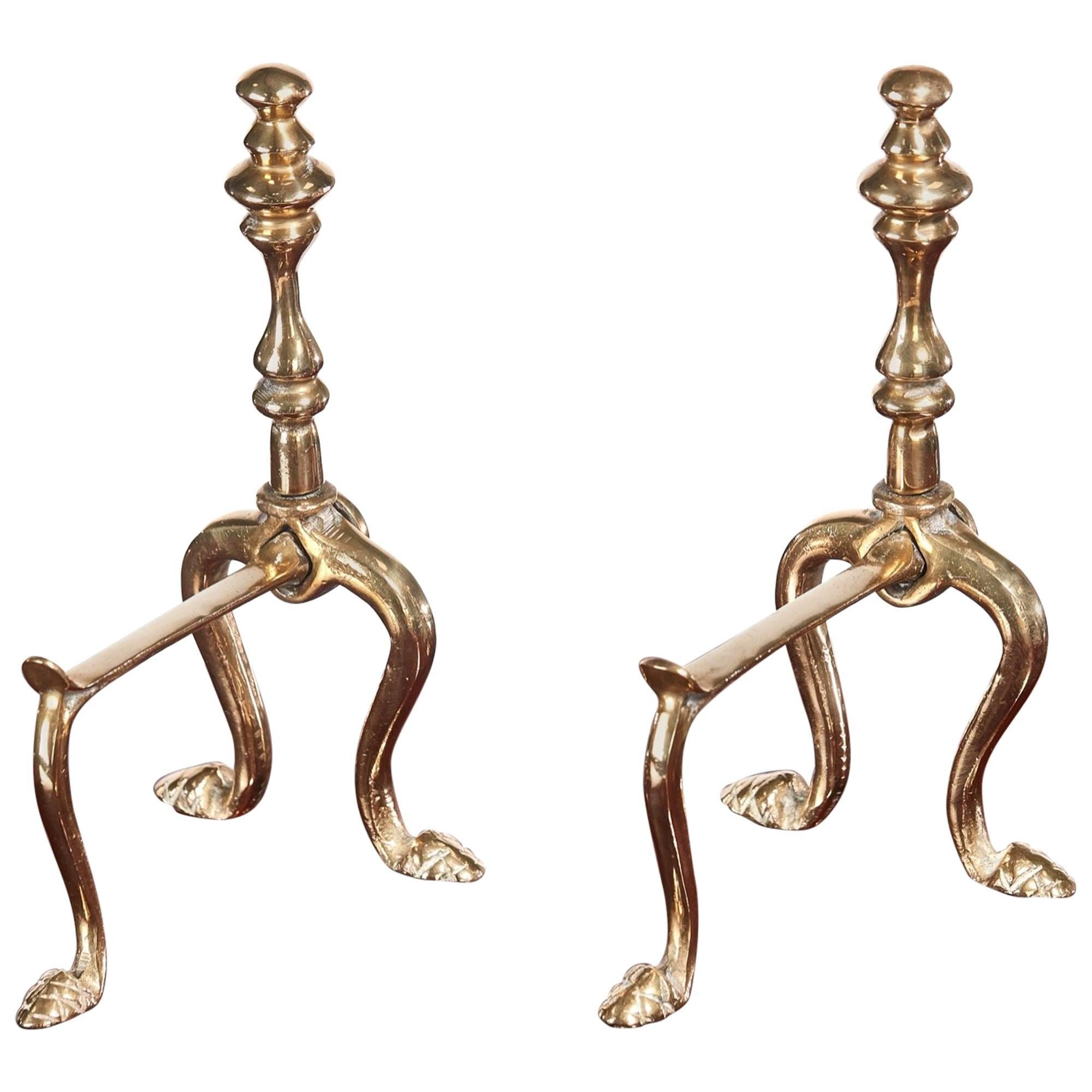 Pair of Victorian Brass Fire Dogs For Sale at 1stDibs