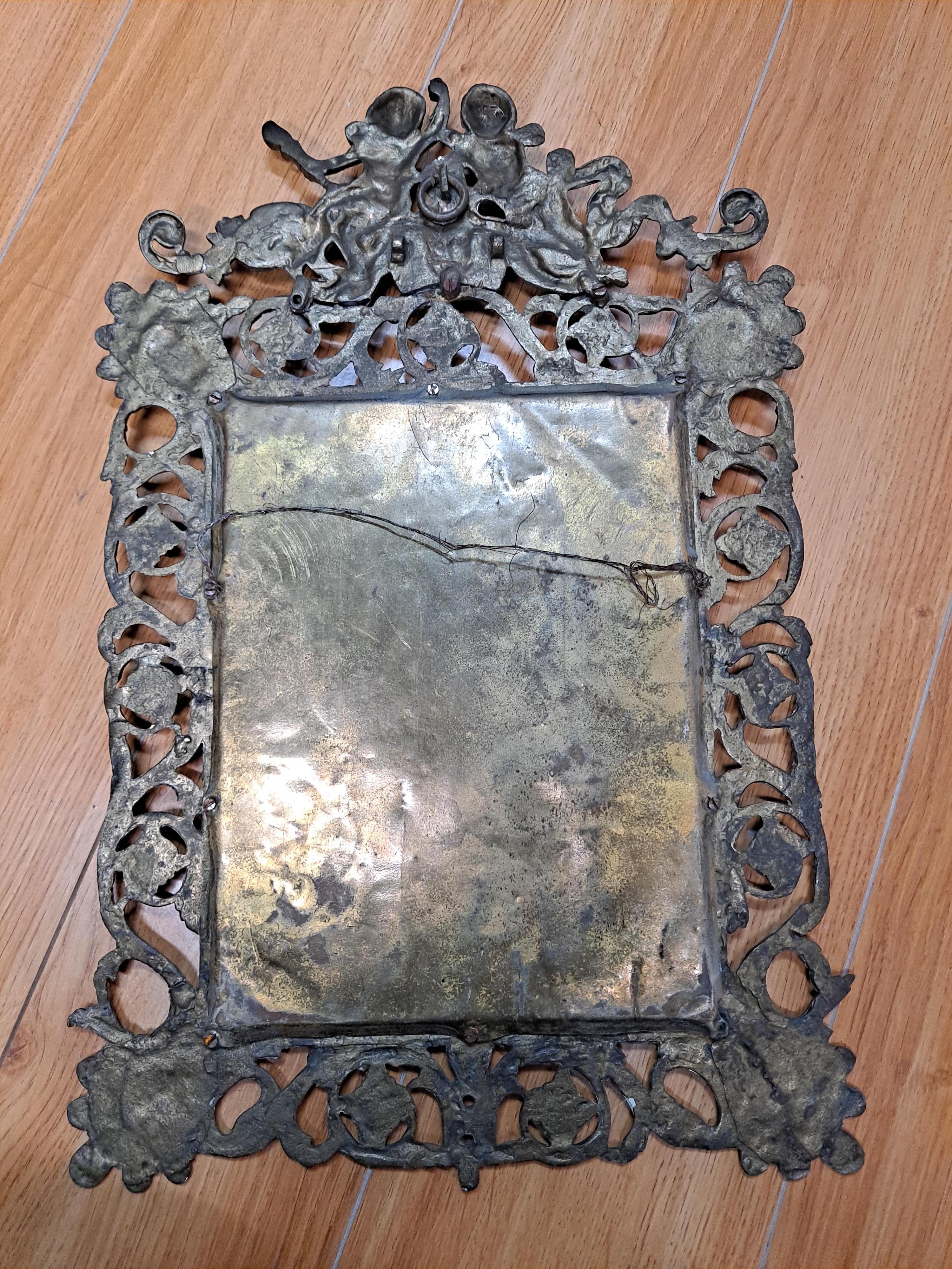 Pair of Victorian Brass Framed Beveled Mirrors For Sale 9