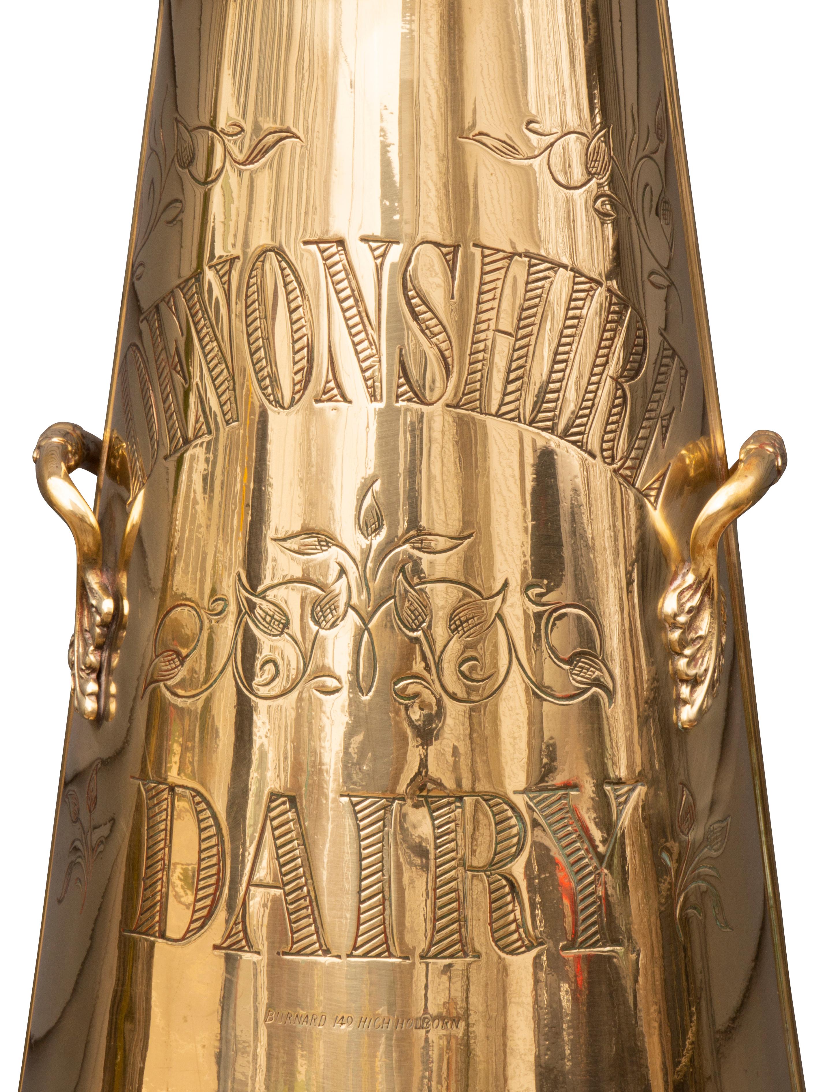Pair of Victorian Brass Milk Cans from Devonshire Dairy 4