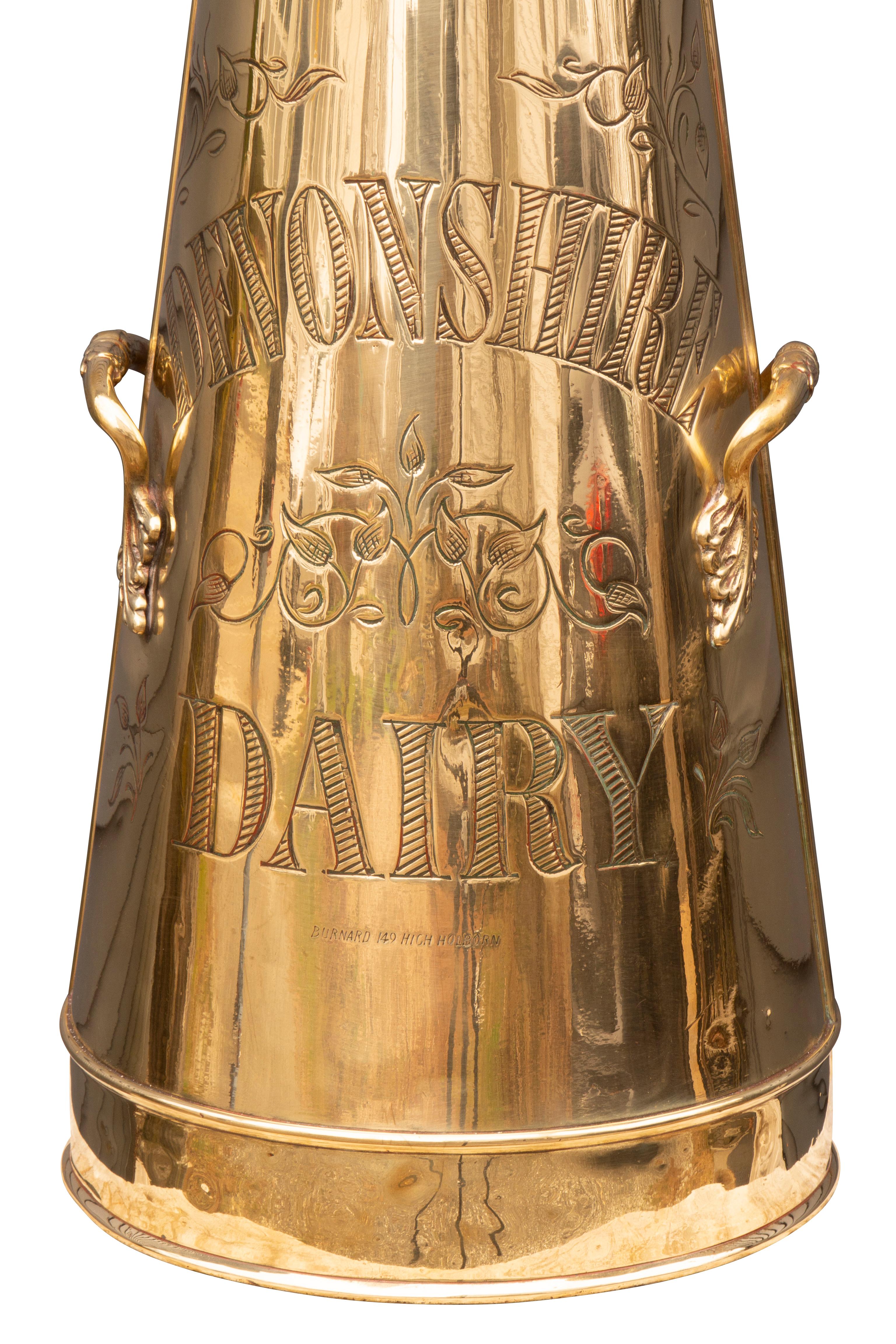 Pair of Victorian Brass Milk Cans from Devonshire Dairy 6