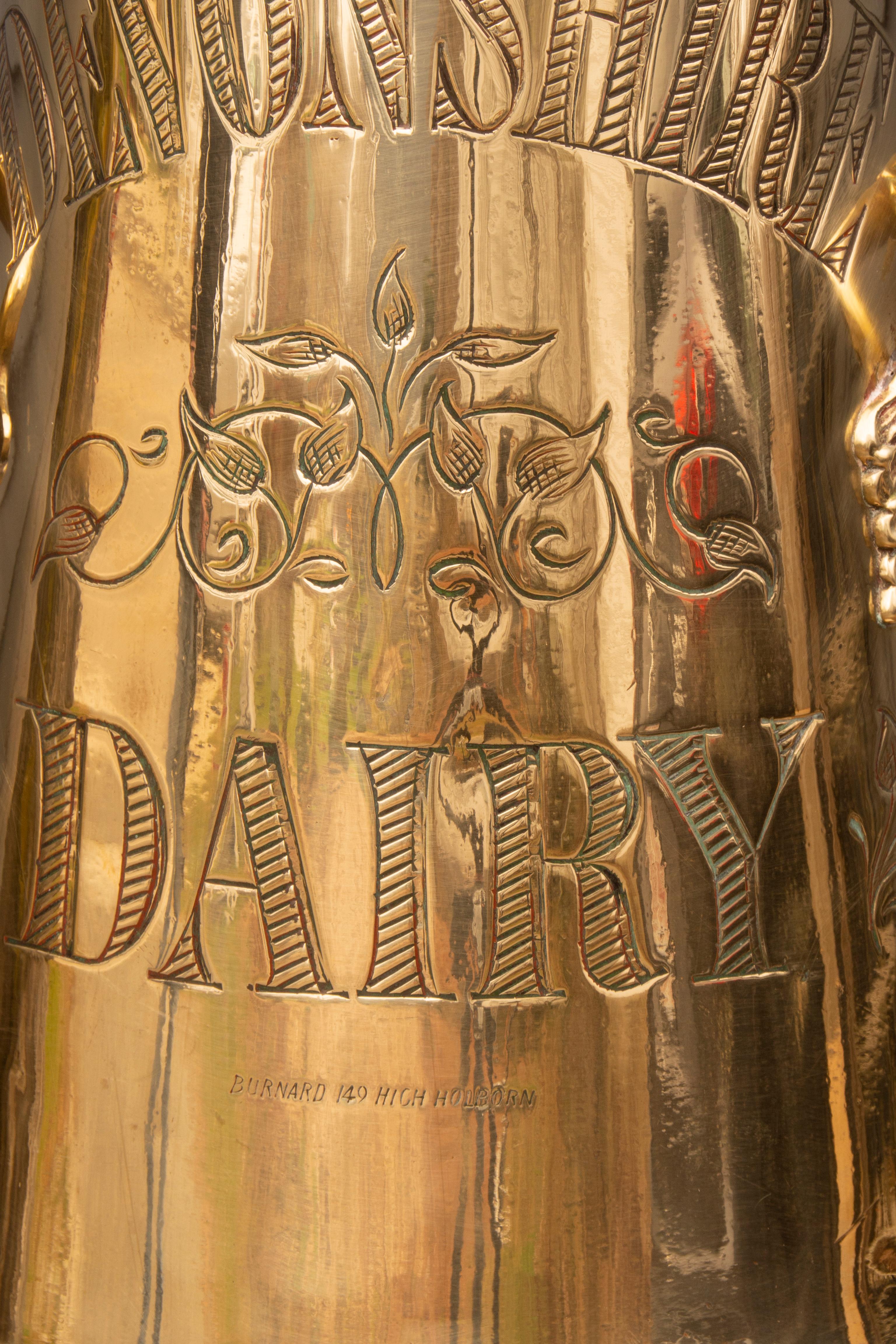 Pair of Victorian Brass Milk Cans from Devonshire Dairy 7