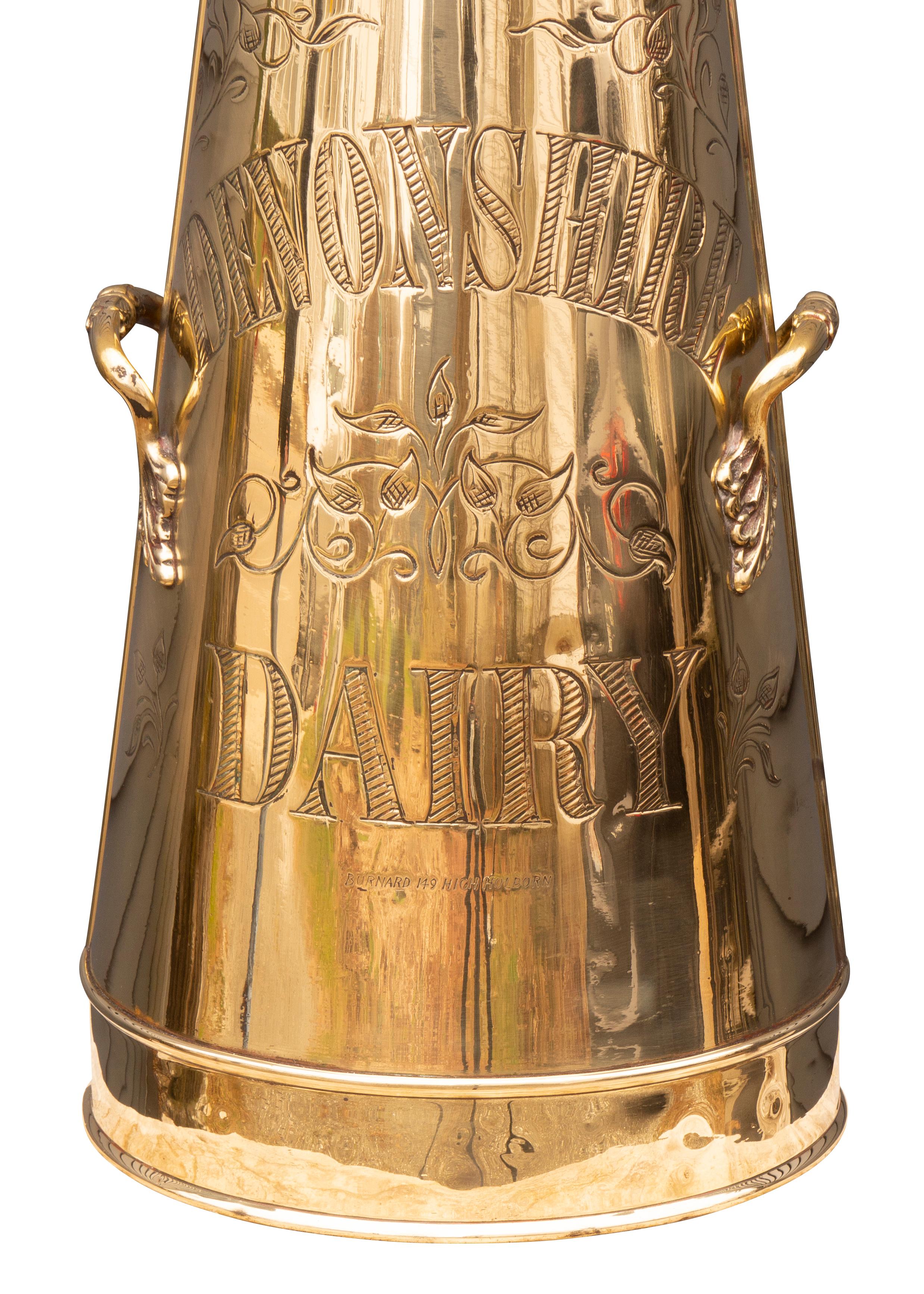 Pair of Victorian Brass Milk Cans from Devonshire Dairy 10