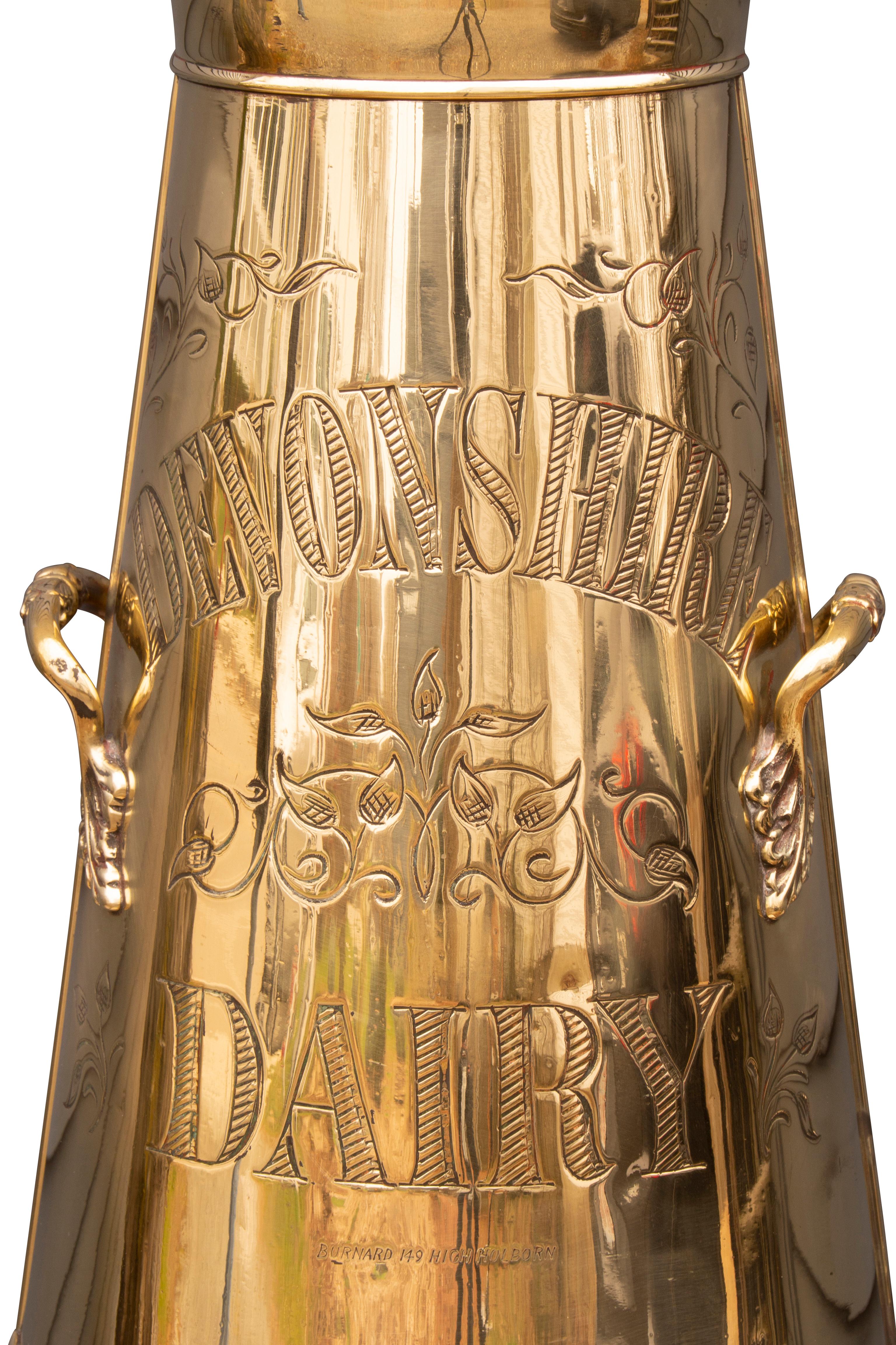 Pair of Victorian Brass Milk Cans from Devonshire Dairy 11