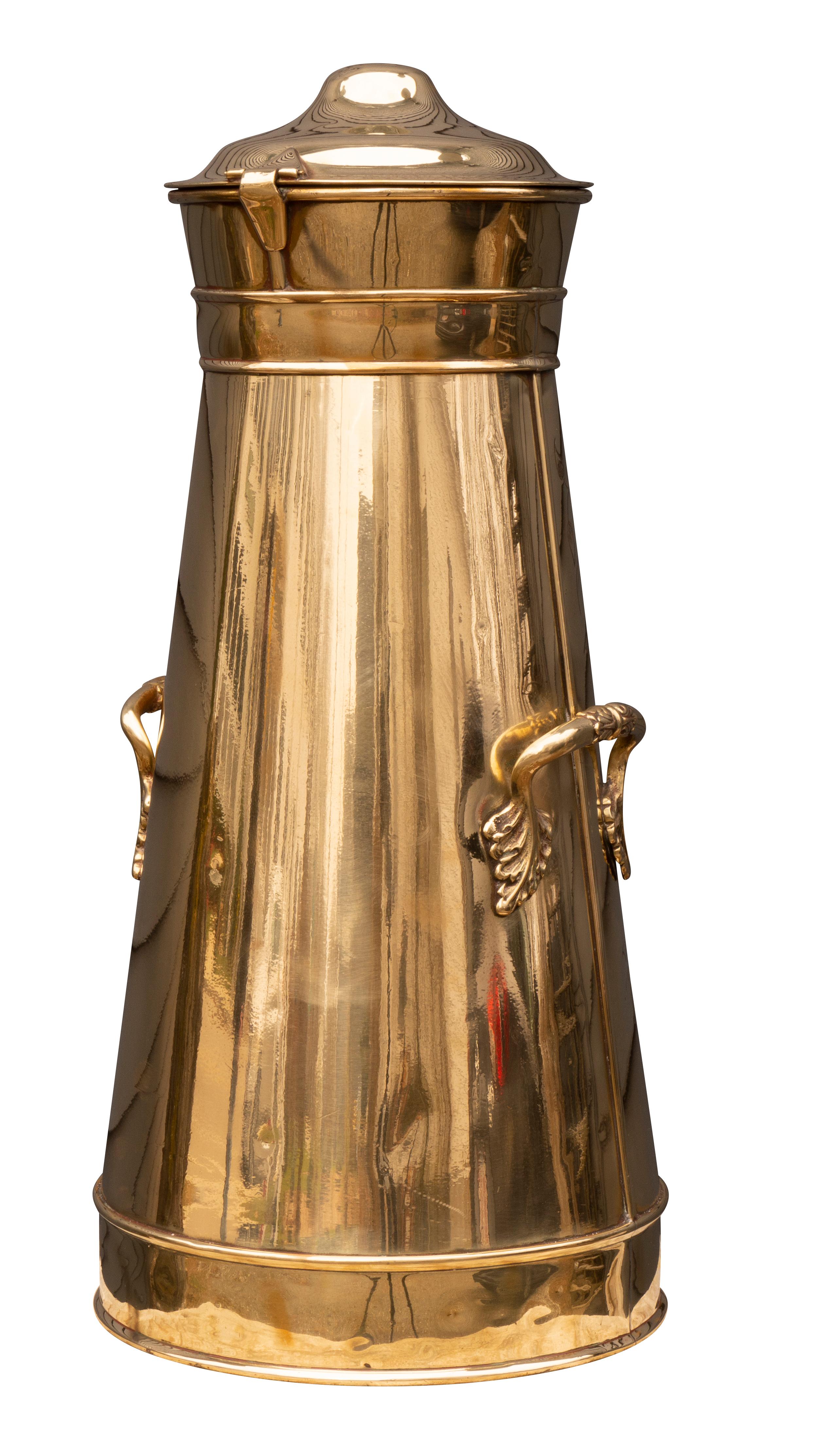 19th Century Pair of Victorian Brass Milk Cans from Devonshire Dairy