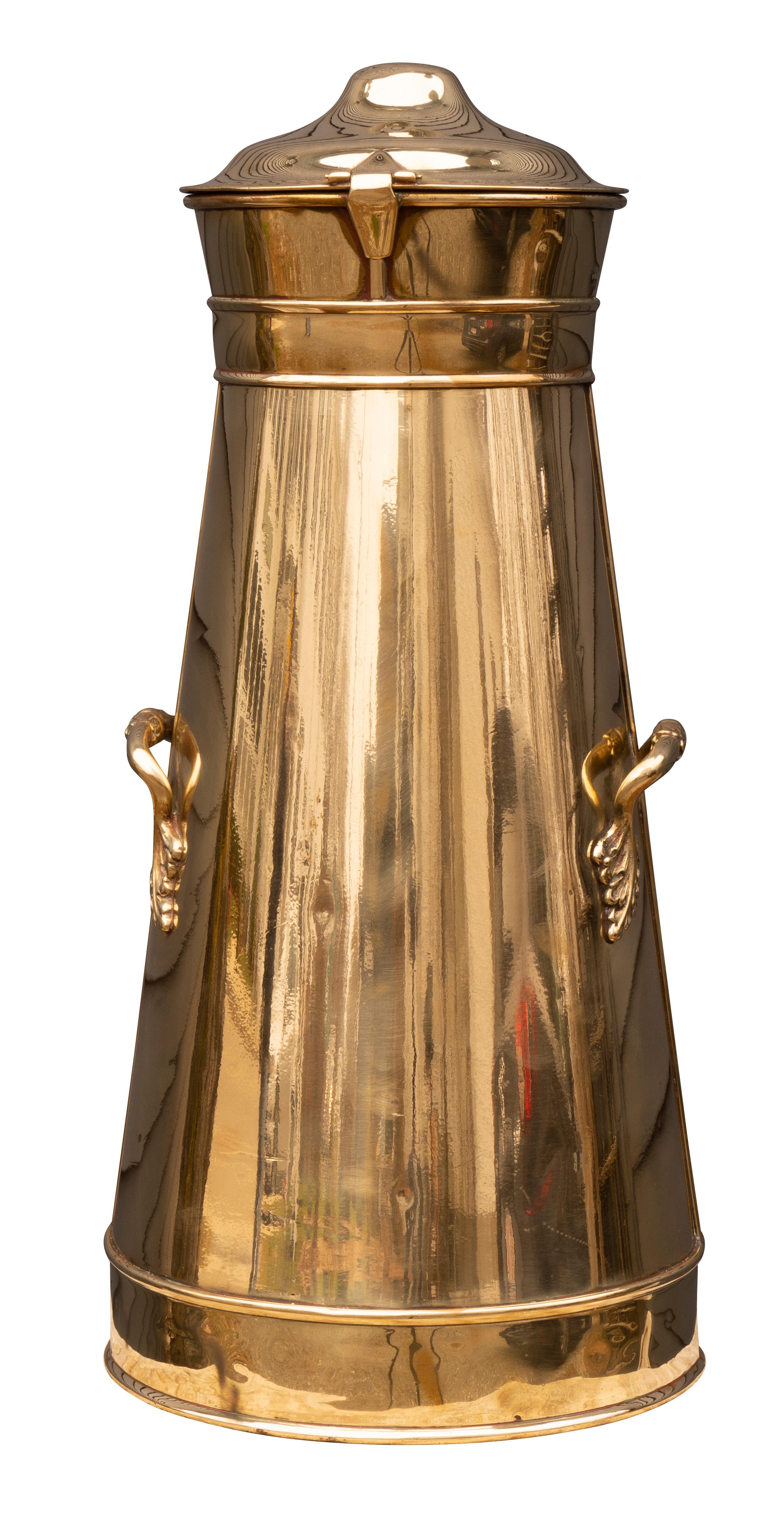 Pair of Victorian Brass Milk Cans from Devonshire Dairy 1