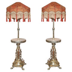 Paire de lampes à huile télescopiques en laiton de l'époque victorienne