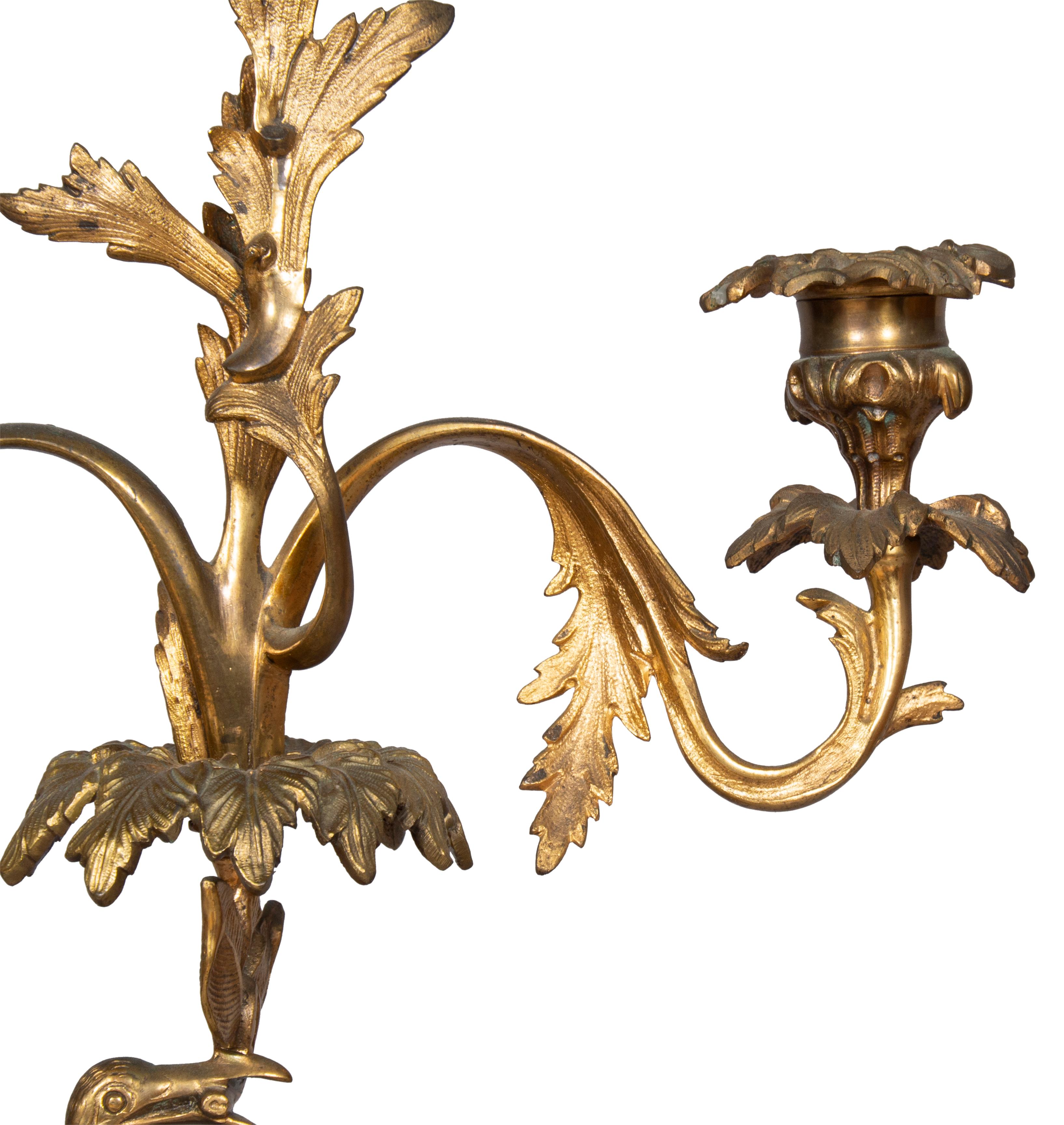 Pair of Victorian Bronze Two Arm Candelabra in the Form of Cranes by Abbott For Sale 1