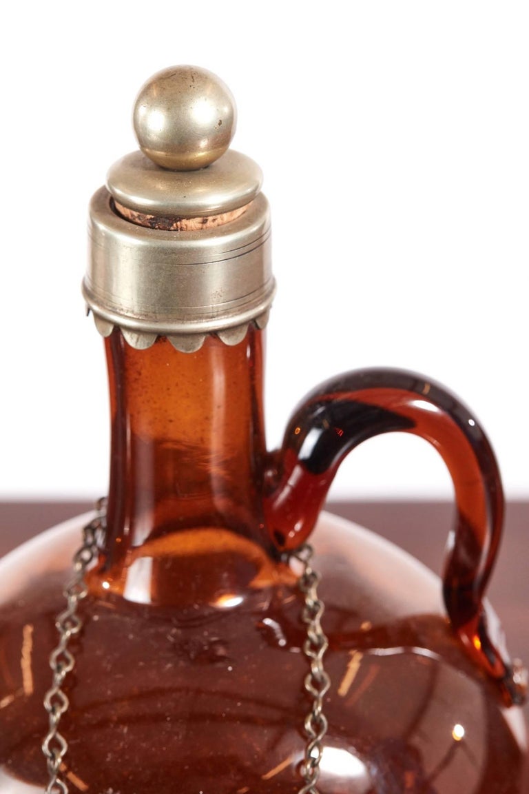 Pair of Victorian Brown Glass Decanters For Sale at 1stDibs