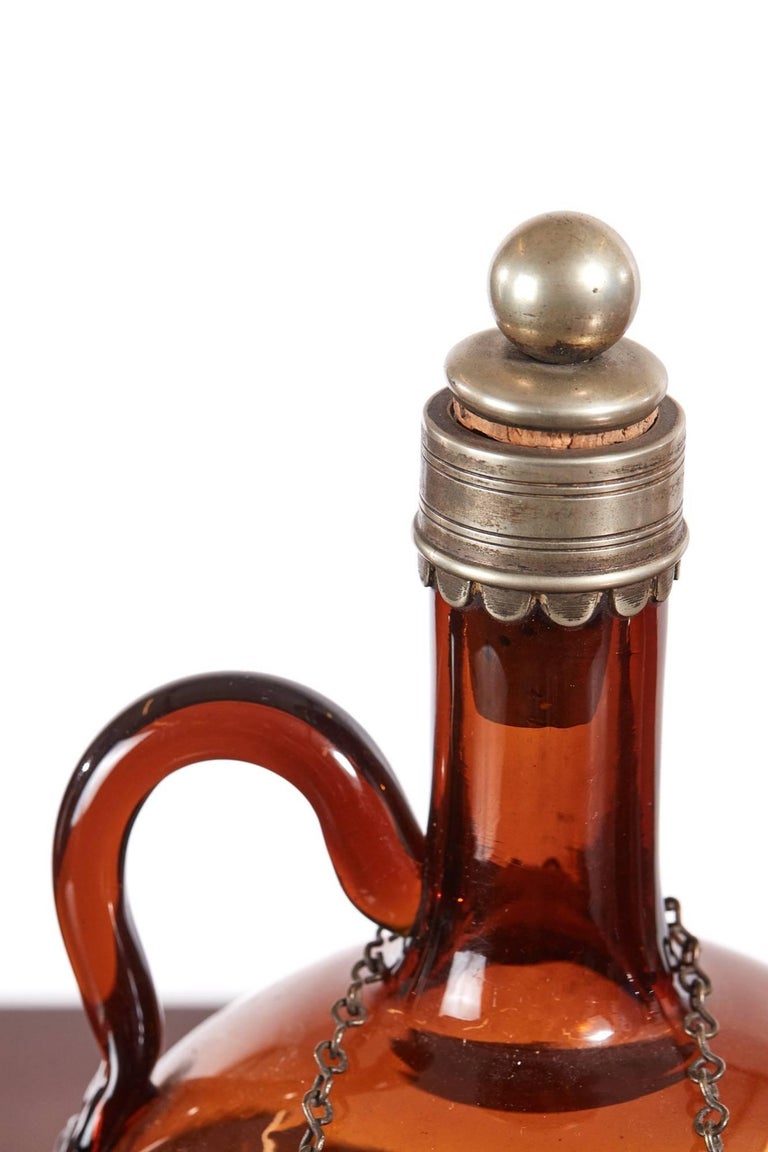 Pair of Victorian Brown Glass Decanters For Sale at 1stDibs