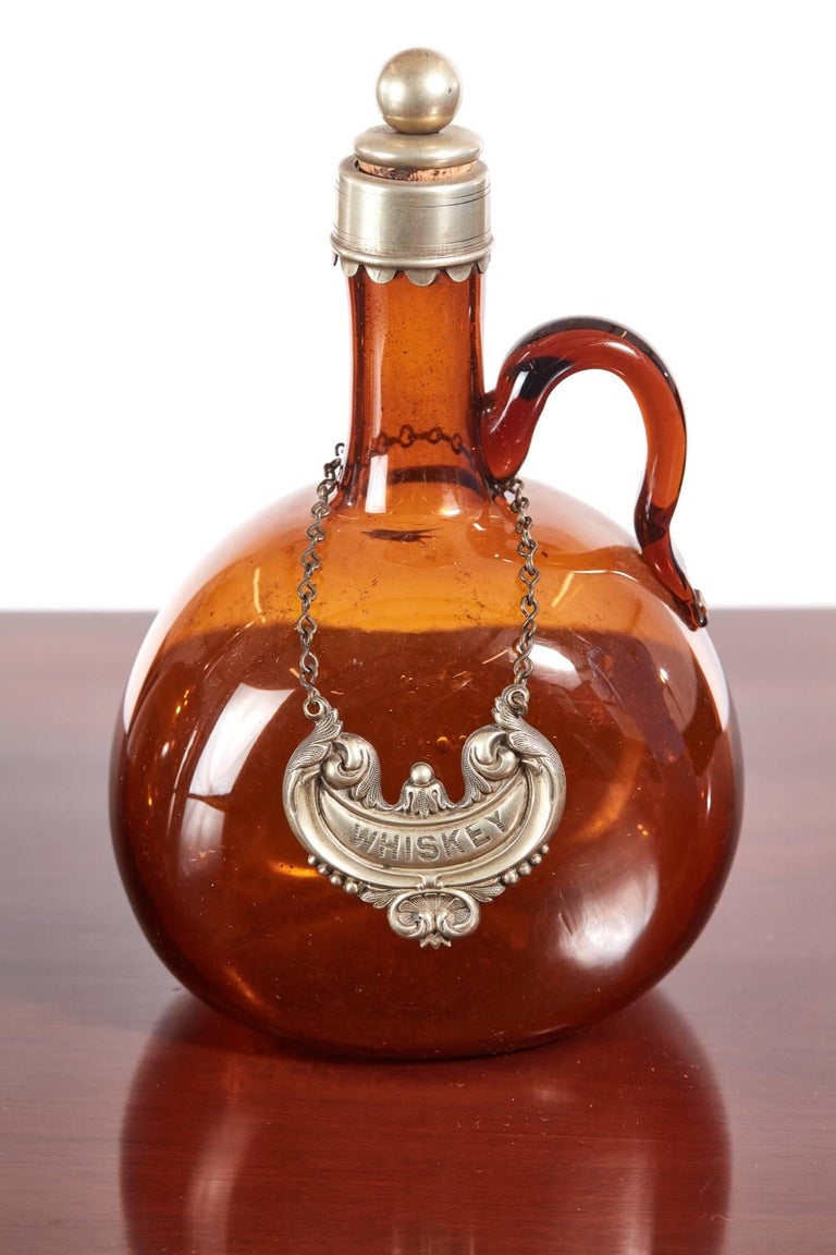 Pair of Victorian Brown Glass Decanters For Sale at 1stDibs