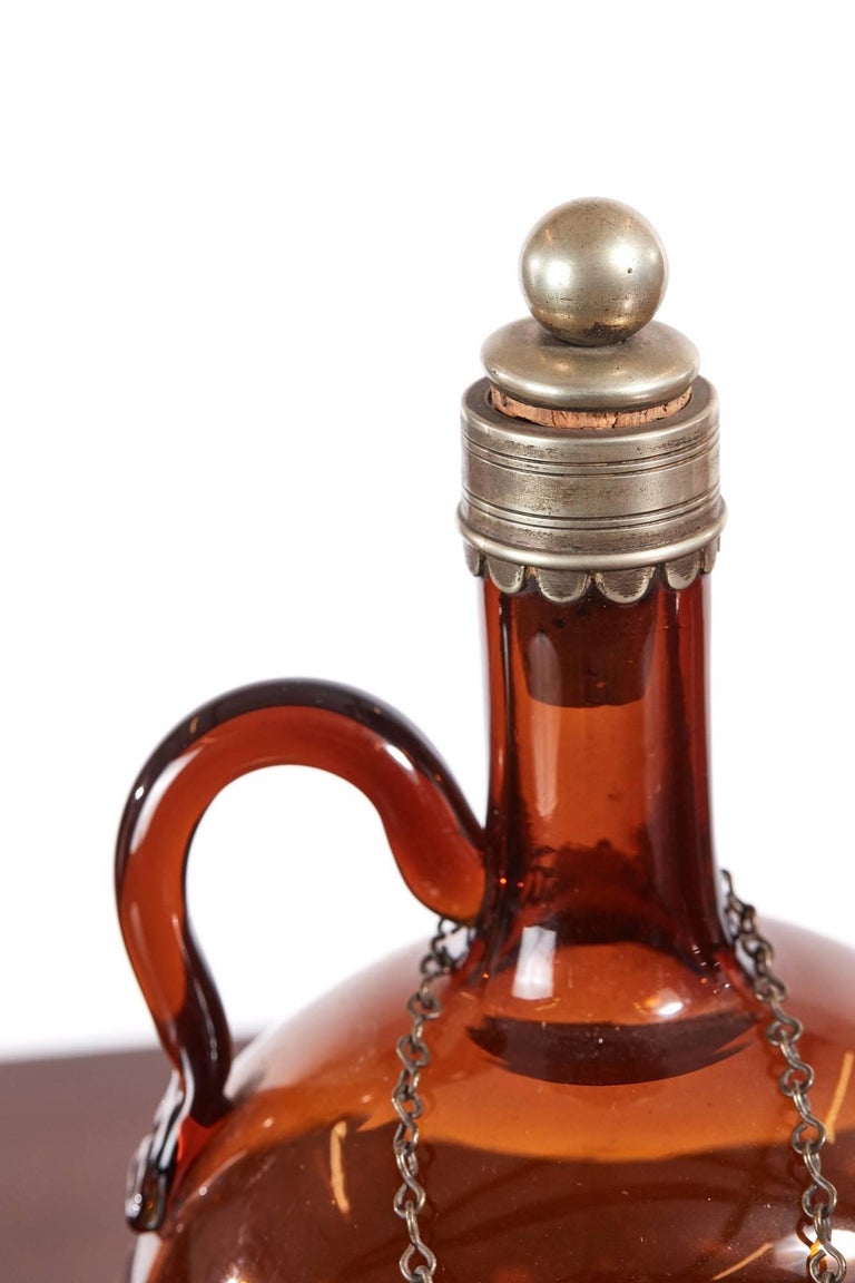 Pair of Victorian Brown Glass Decanters For Sale at 1stDibs