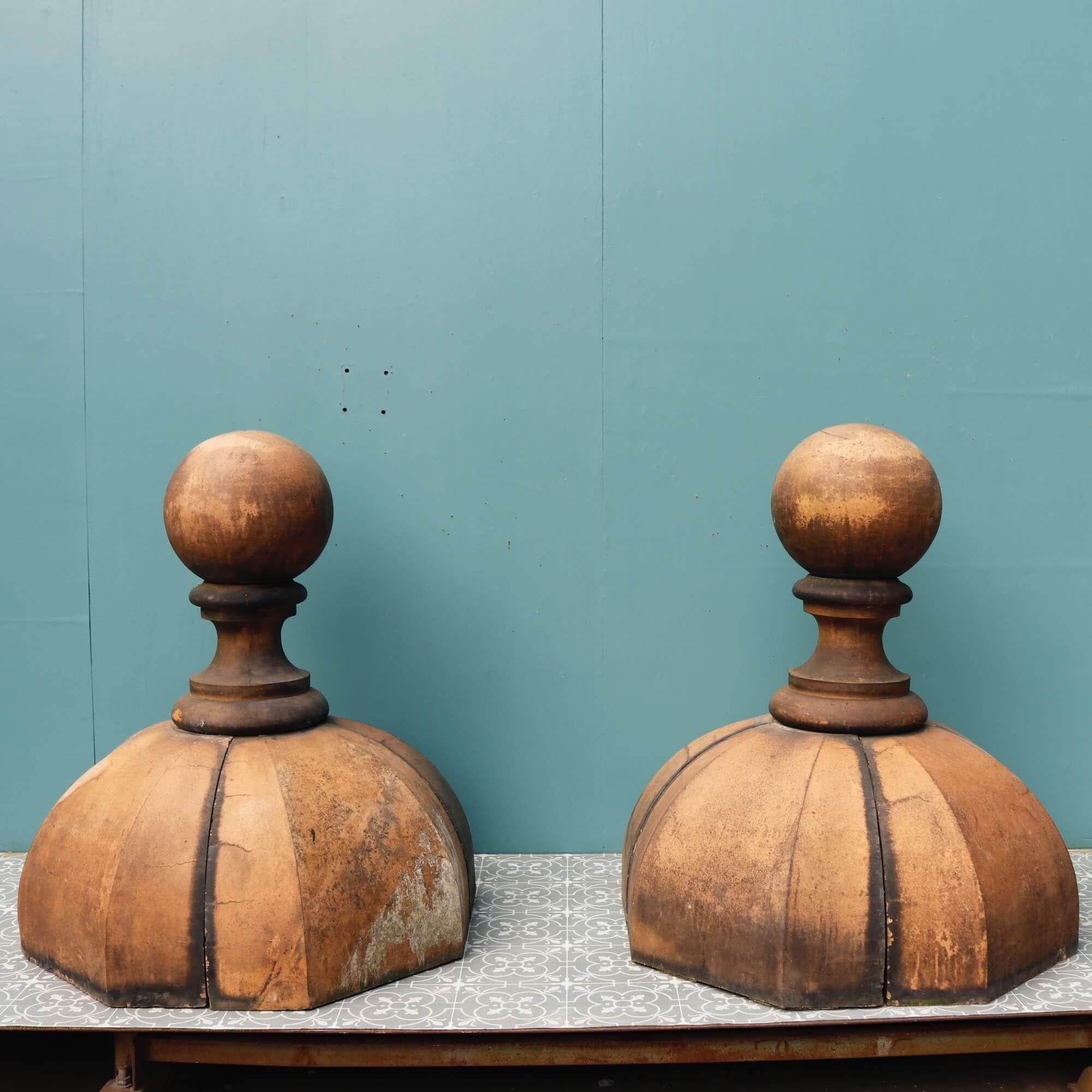Gothic Pair of Victorian Buff Terracotta Finials or Pier Caps For Sale