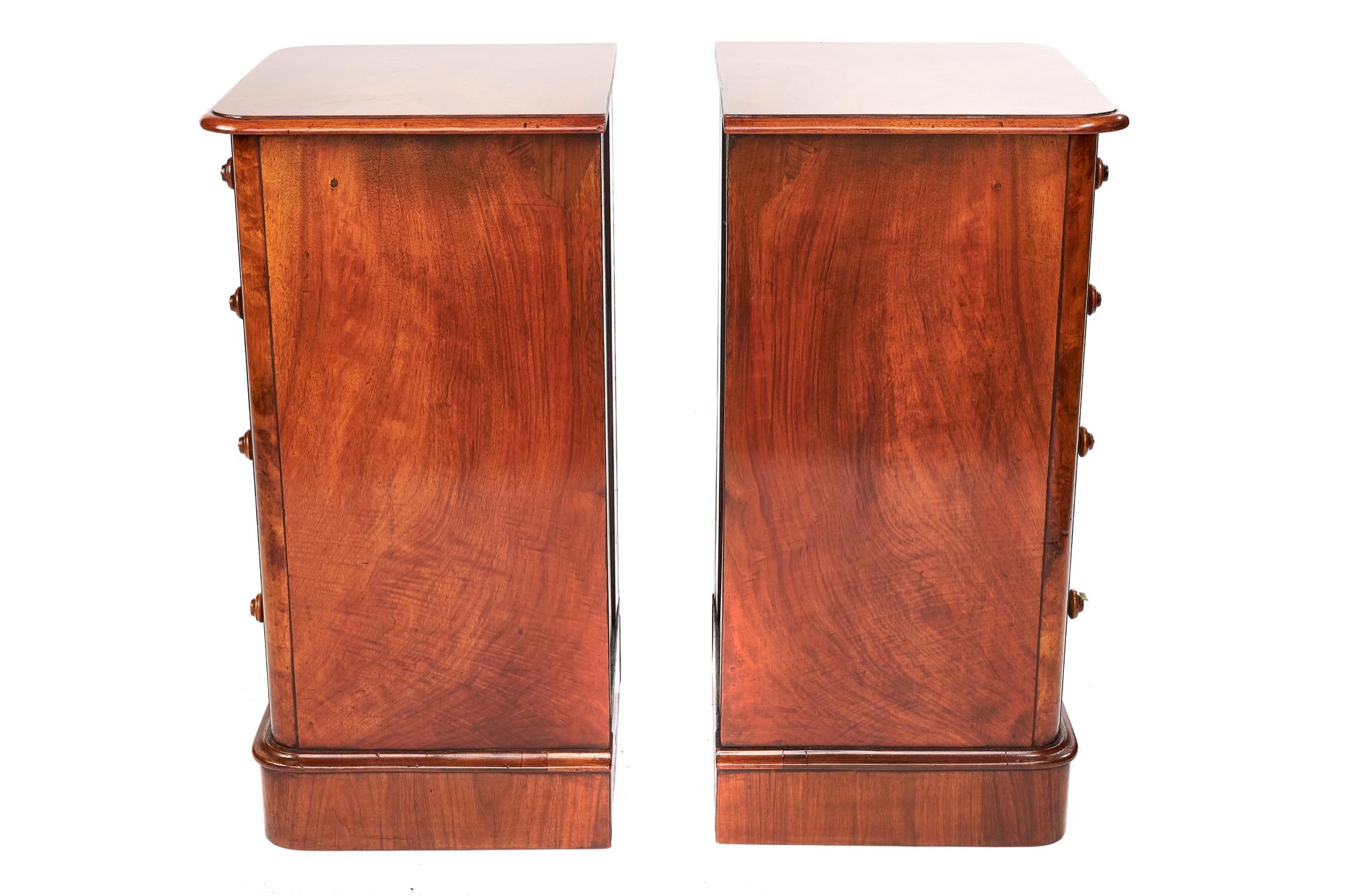 English Pair of Victorian Burr Walnut Antique Bedside Cupboards/Nightstands