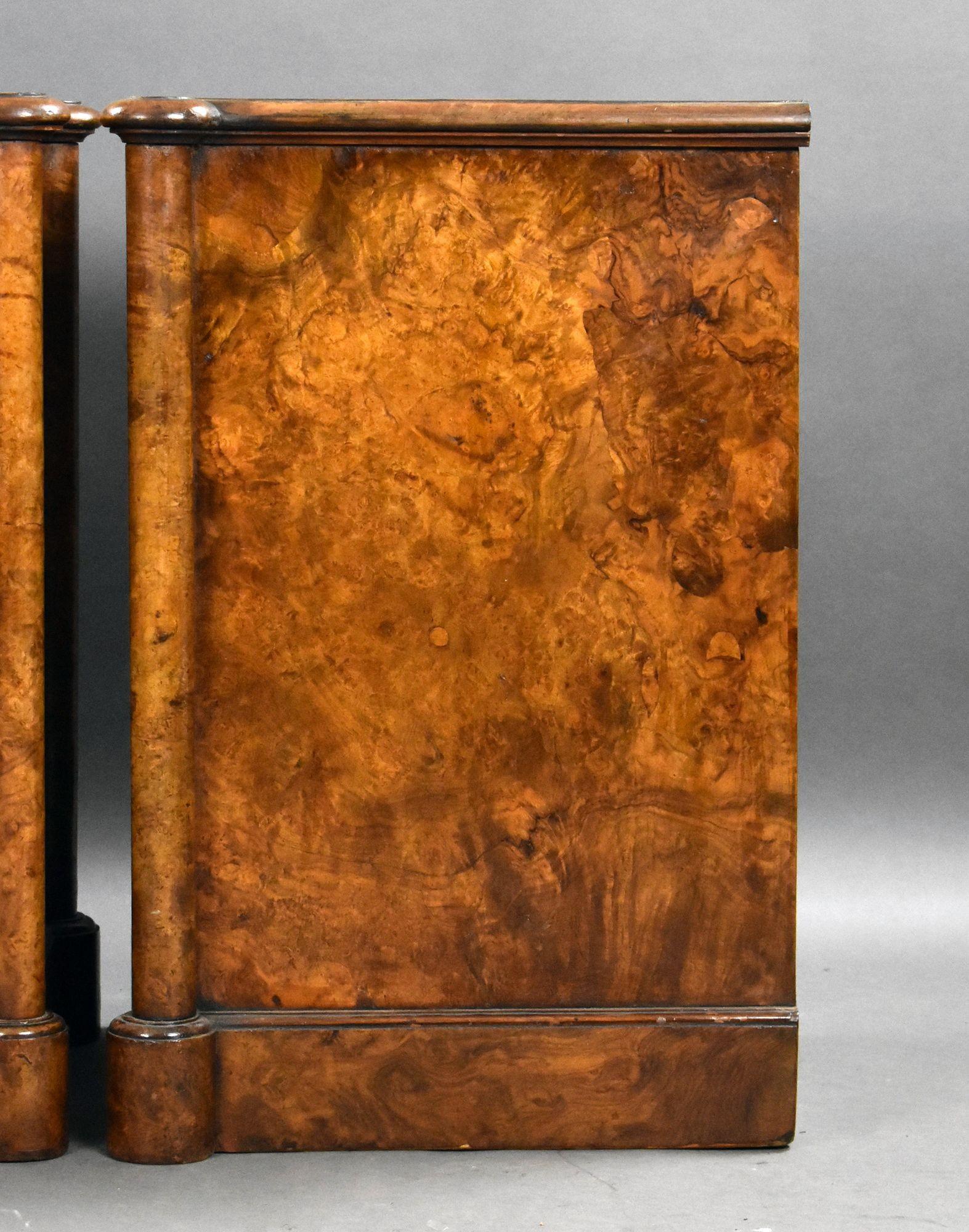 Pair of Victorian Burr Walnut Bedside Chests 6
