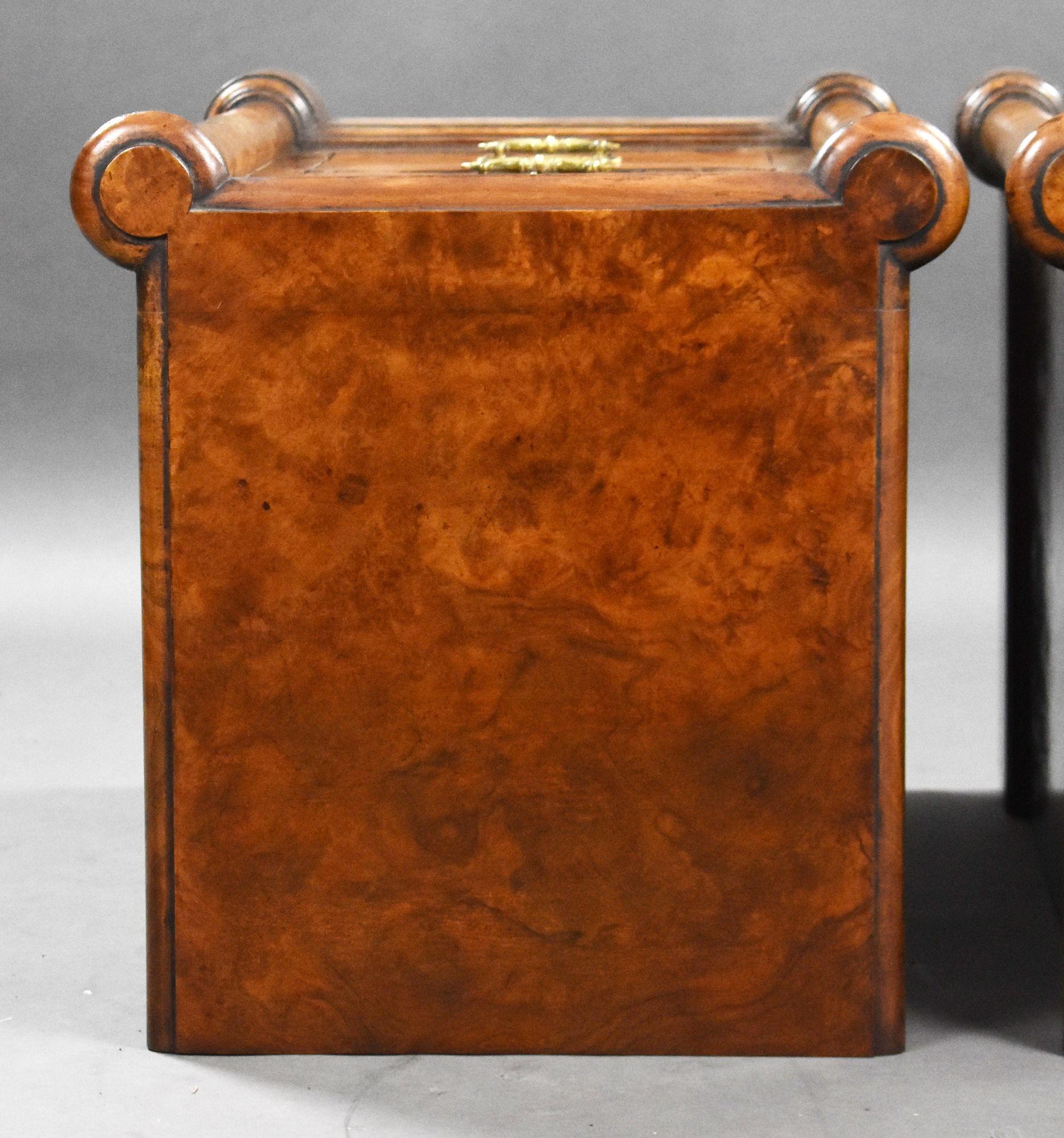 Pair of Victorian Burr Walnut Bedside Chests 7