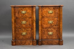 Pair of Victorian Burr Walnut Bedside Chests