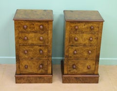 Pair of Victorian Burr Walnut Bedside Chests