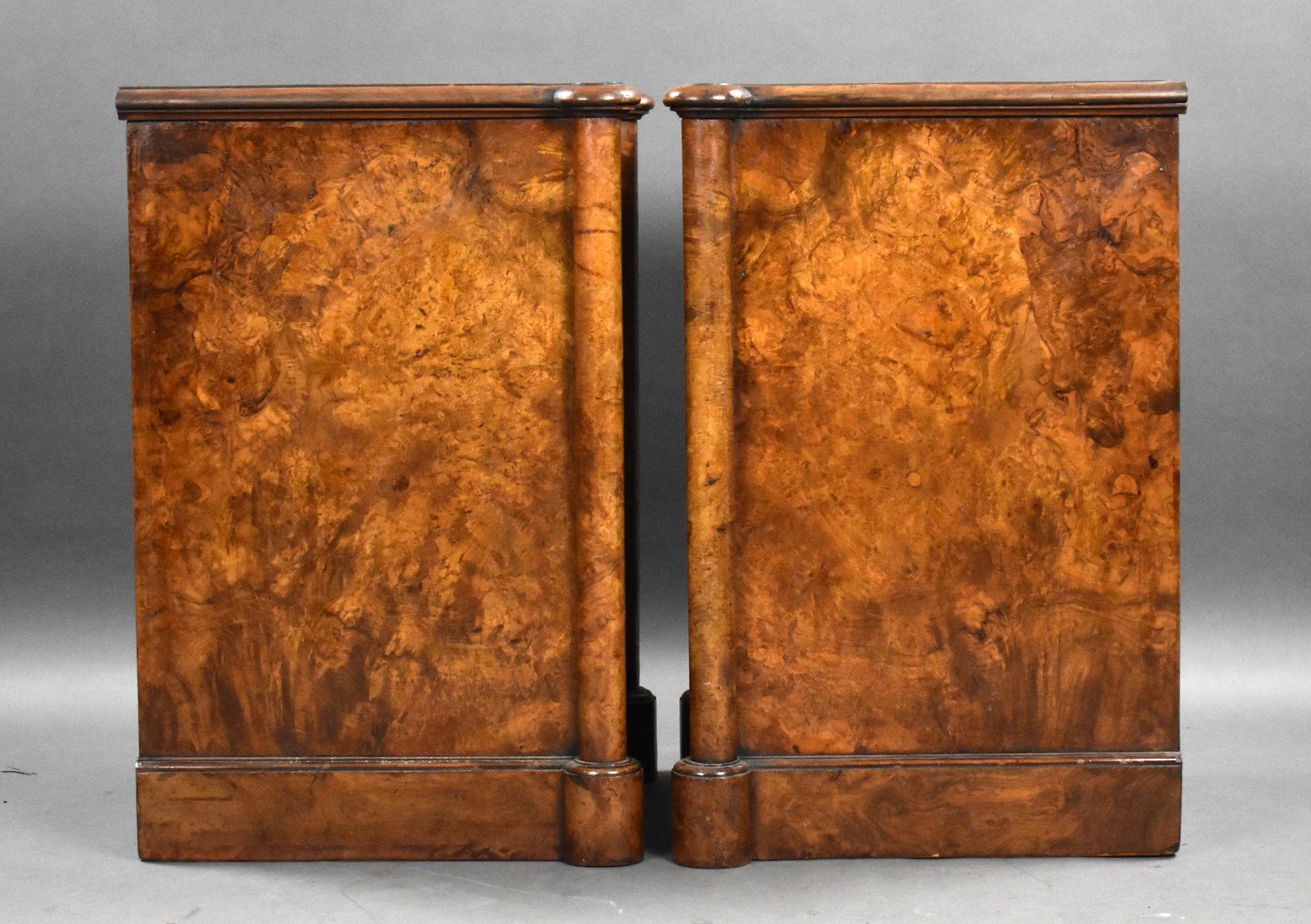 Pair of Victorian Burr Walnut Bedside Chests In Good Condition In Chelmsford, Essex