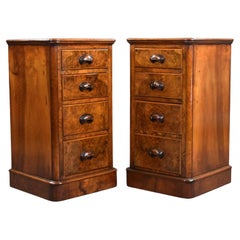 Pair of Victorian Burr Walnut Bedside Chests