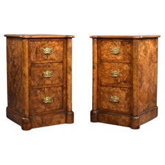 Pair of Victorian Burr Walnut Bedside Chests