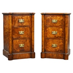 Pair of Victorian Burr Walnut Bedside Chests